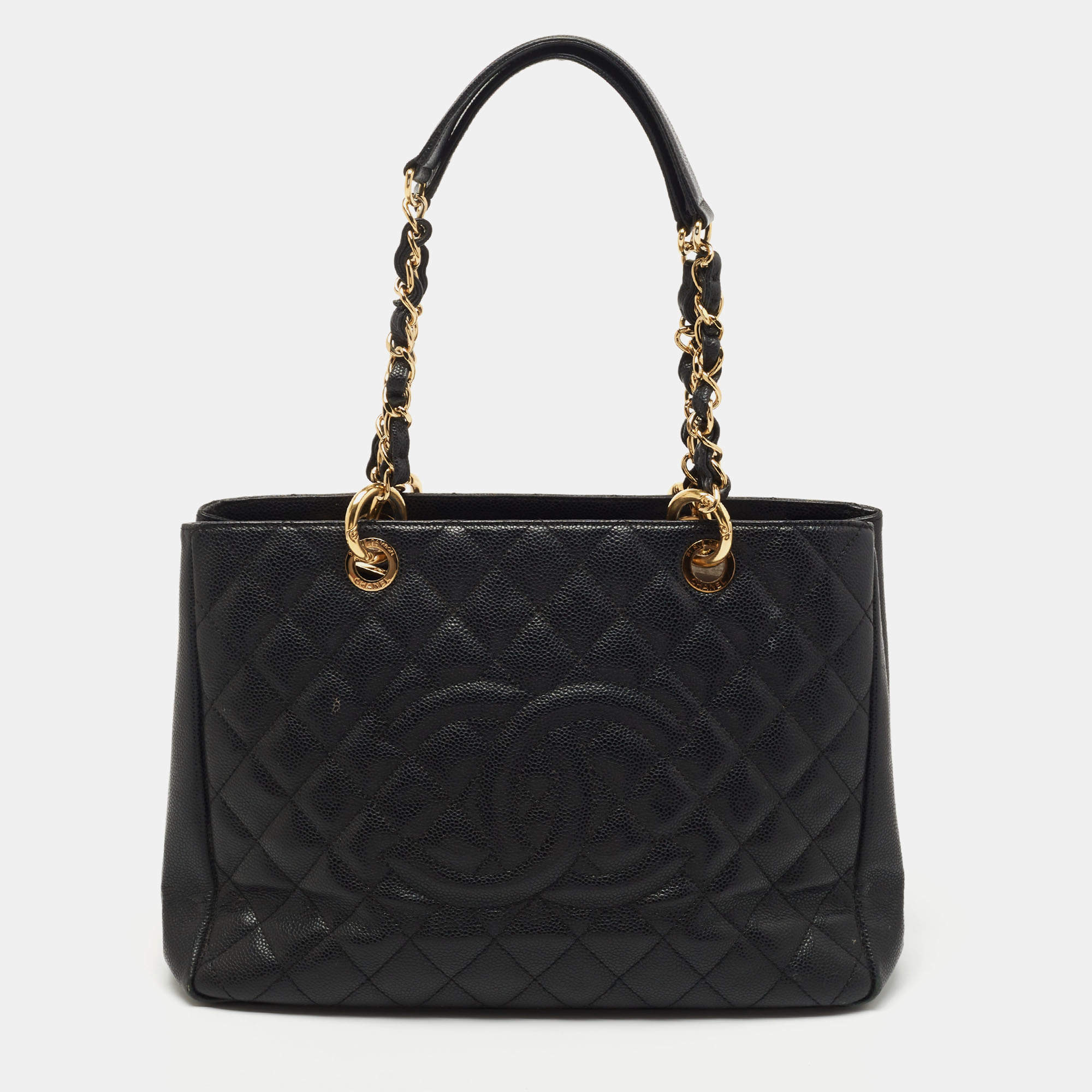 Pre Owned Chanel Black Quilted Caviar Leather GST Tote