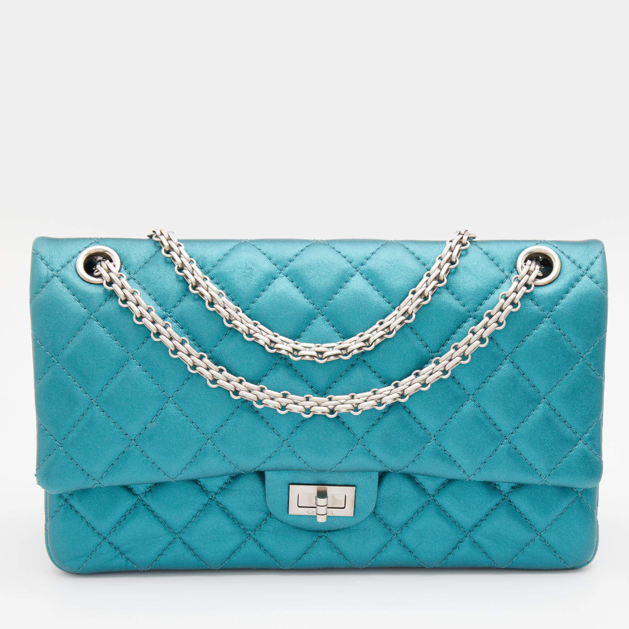 Chanel Metallic Teal Blue Quilted Leather Reissue 2.55 Classic 226 Flap ...