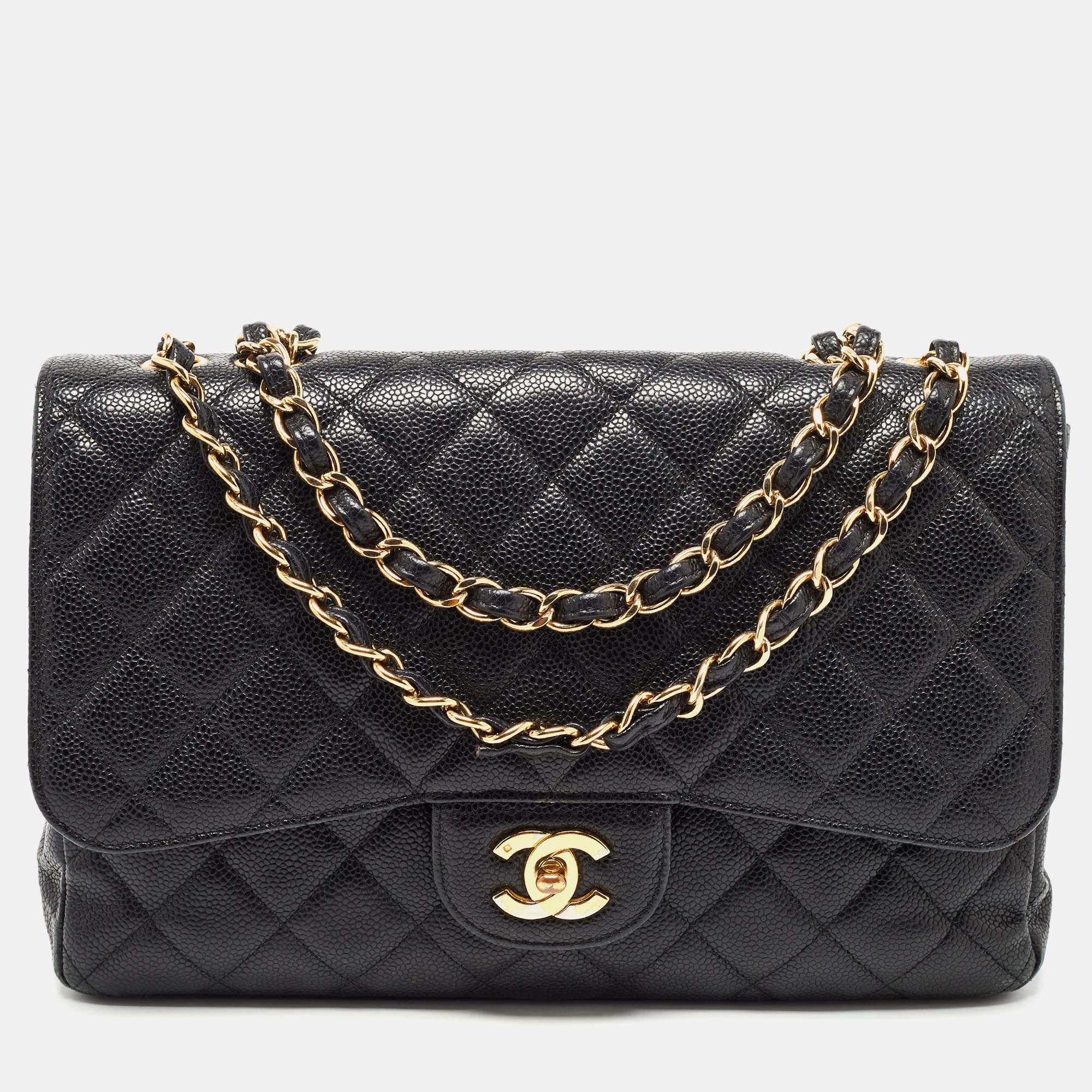 Chanel Black Quilted Caviar Leather Jumbo Classic Single Flap Bag Chanel |  TLC