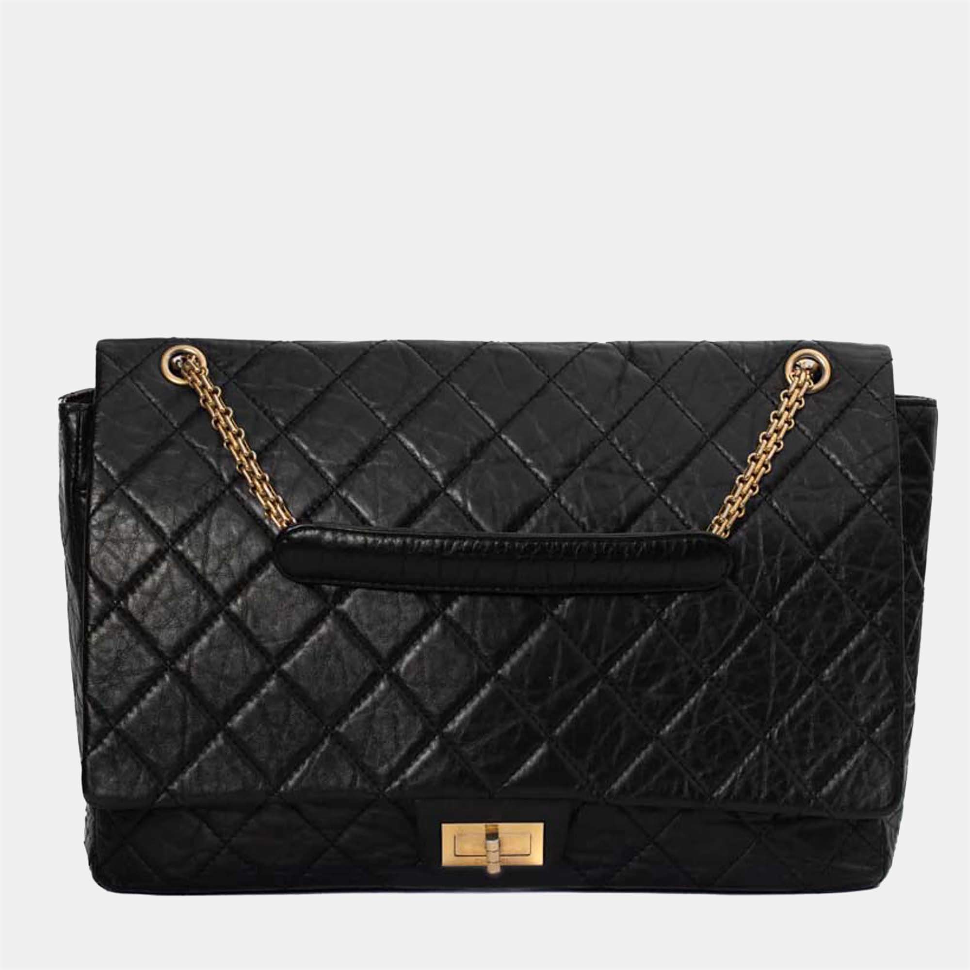Chanel Gold 255 Reissue Quilted Classic Calfskin Leather 227 Jumbo Flap  Bag  Yoogis Closet