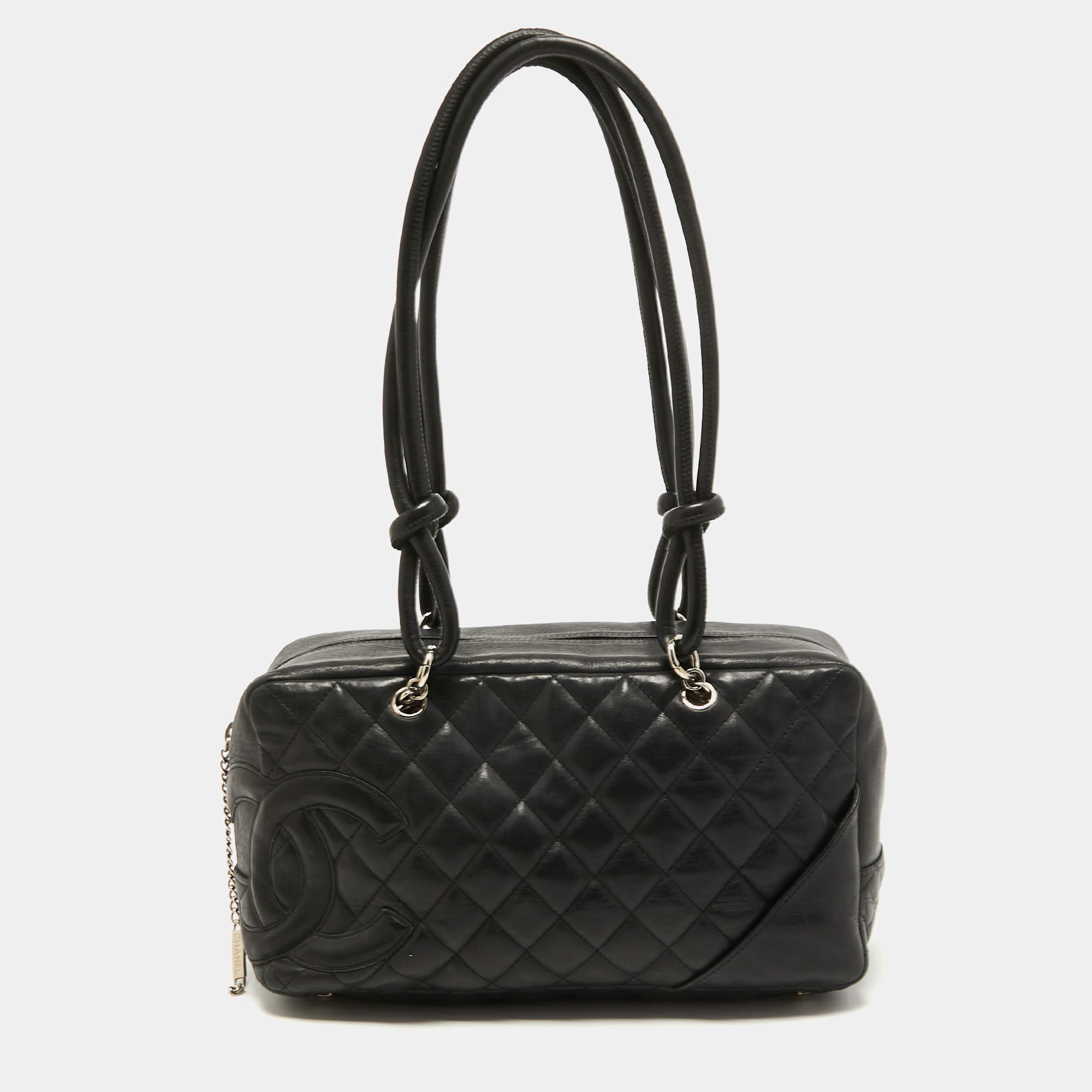Pre Owned Chanel Black Quilted Leather Cambon Ligne Bowler Bag