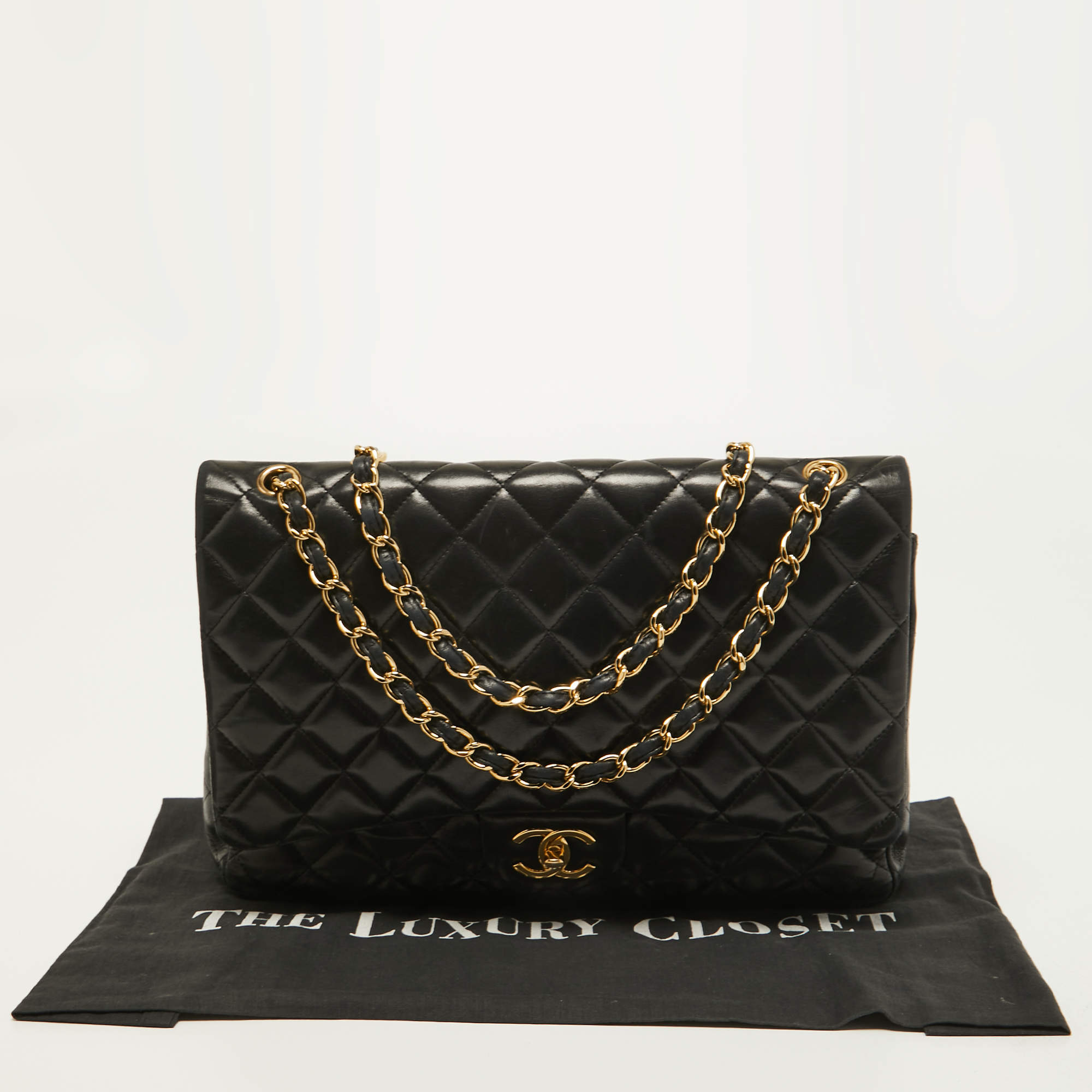 chanel classic caviar wallet on chain black