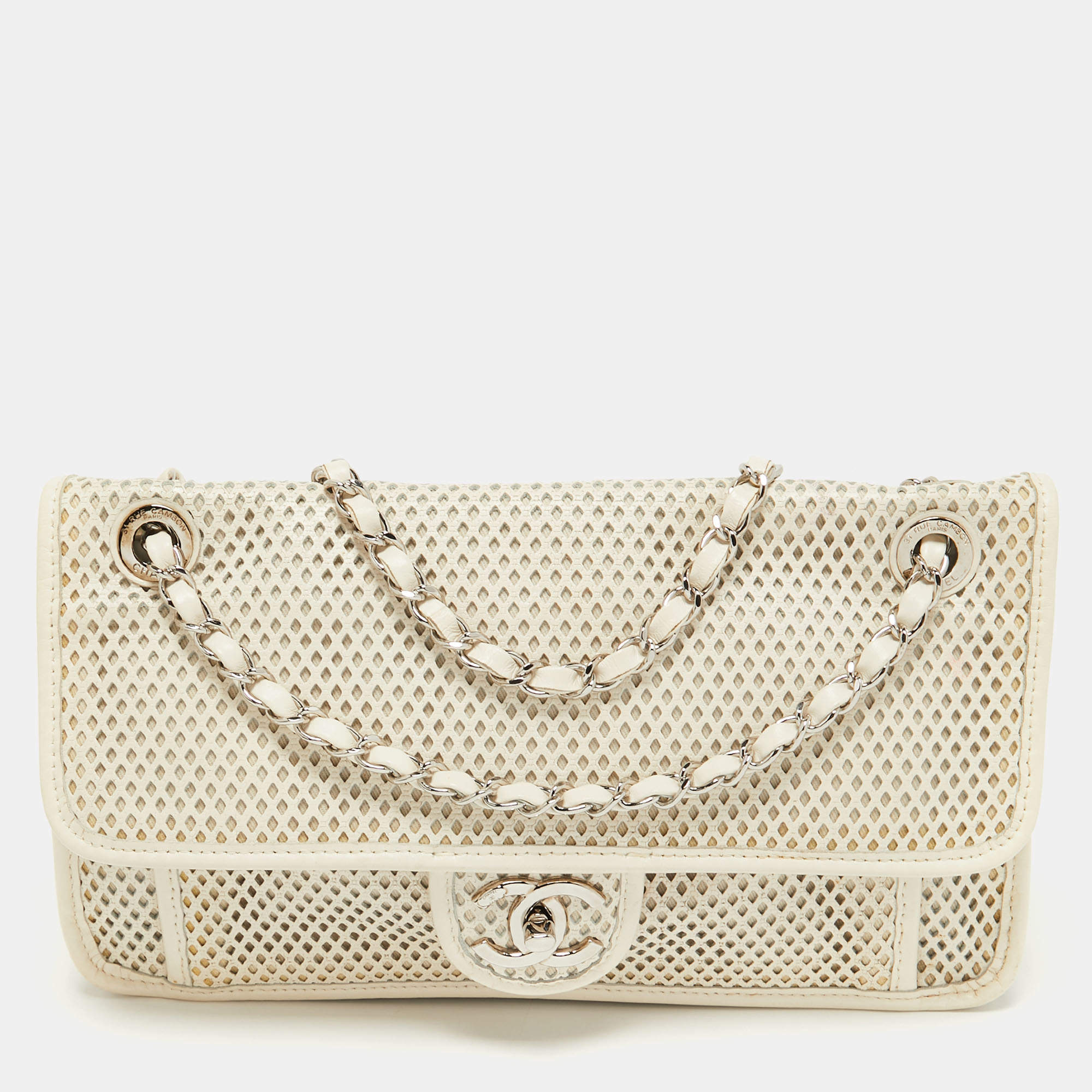 CHANEL Metallic Perforated Calfskin Small Up In The Air Flap Light