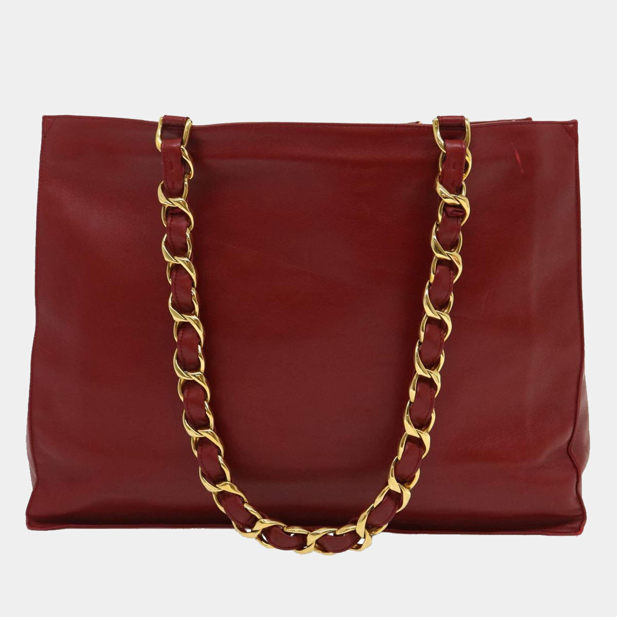 Chanel Vintage Red Leather CC Chain Tote Bag Chanel | TLC