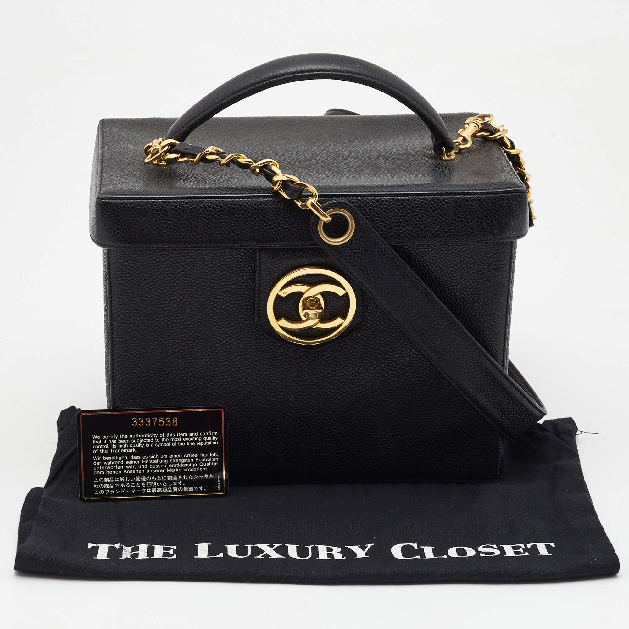 Chanel Caviar Leather Vanity Case Bag With Leather Strap #009