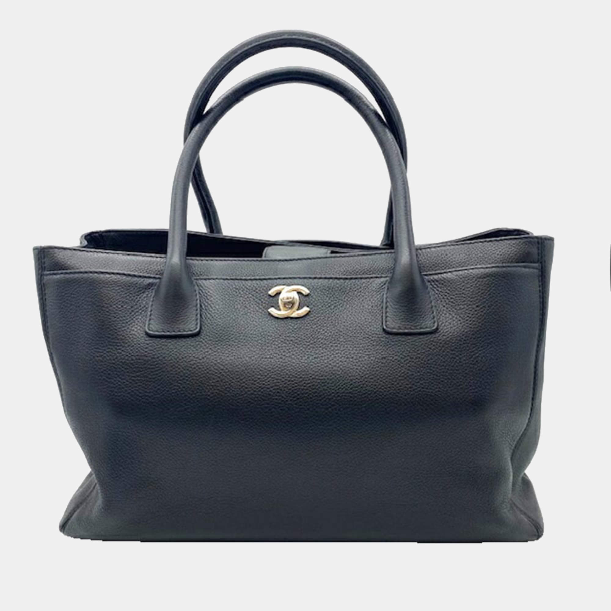 Pre Owned Chanel Black Caviar Leather Executive Tote Bag