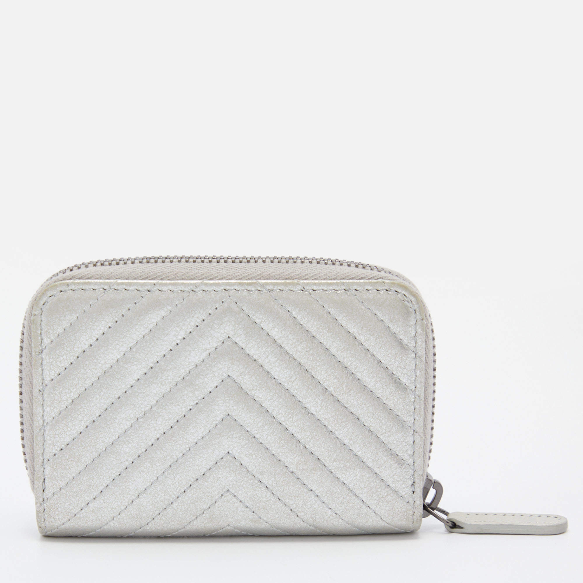 Chanel Iridescent Light Pink Chevron Zip Around Coin Purse