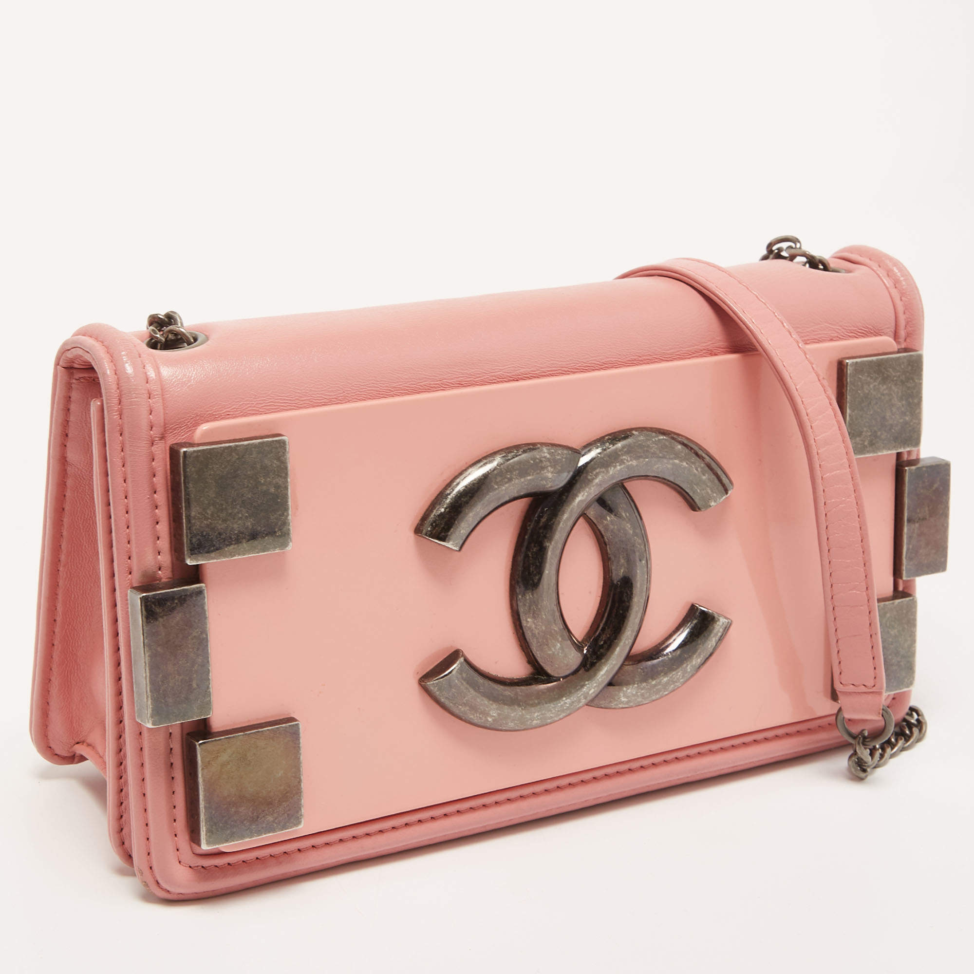 Chanel Pink Plexiglas Boy Brick Clutch Bag with Silver Hardware   Lot  58130  Heritage Auctions