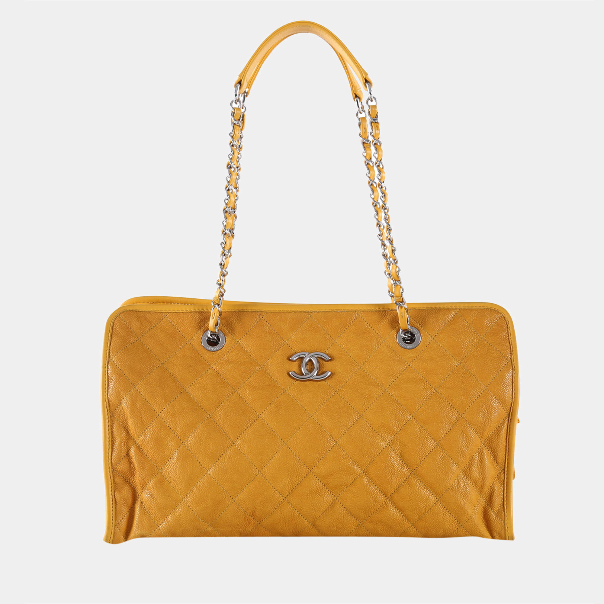 Chanel Yellow Caviar Leather French Riviera Large Tote Bag Chanel
