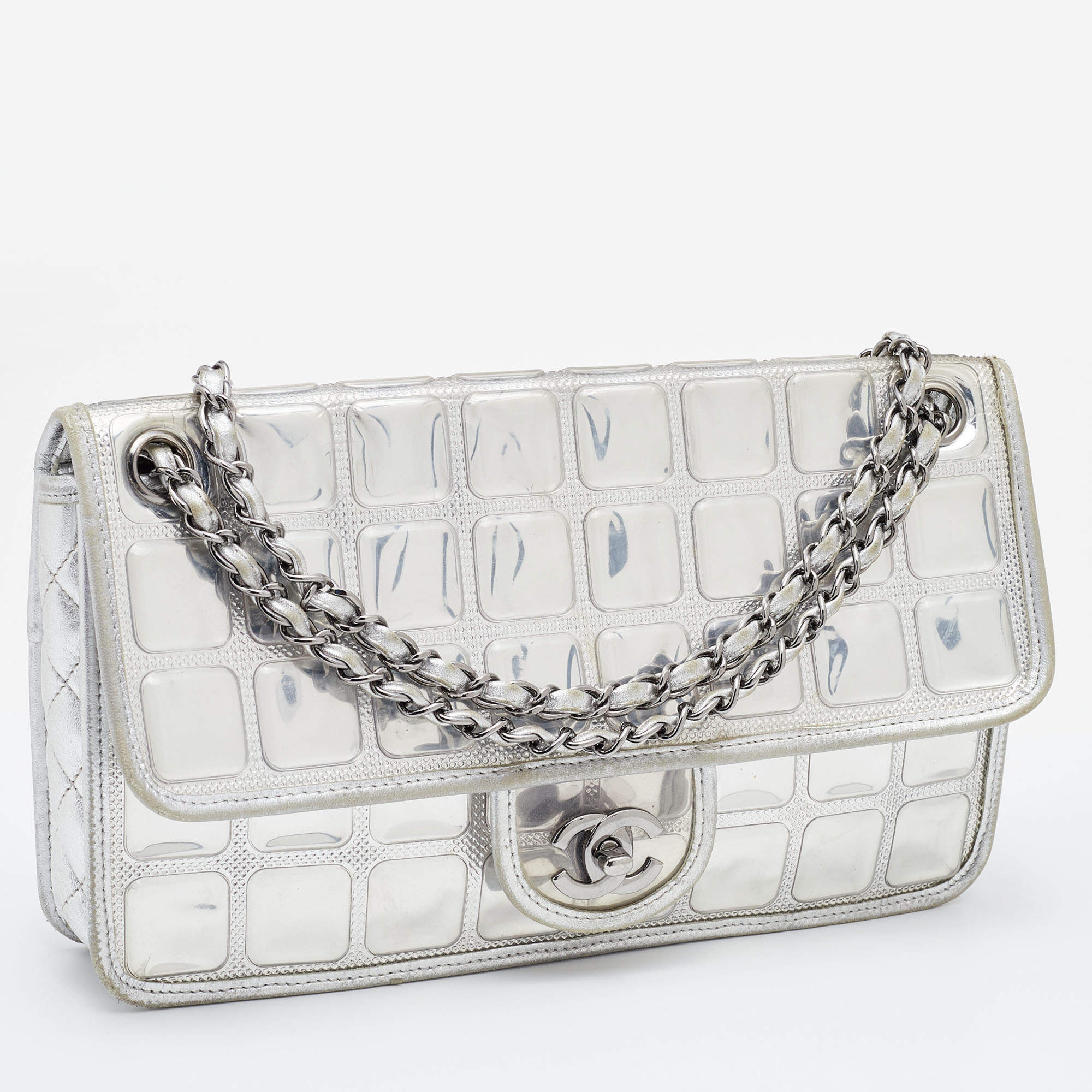Chanel Vinyl Ice Cube Flap Bag Metallic Silver Silver Hardware – Coco  Approved Studio