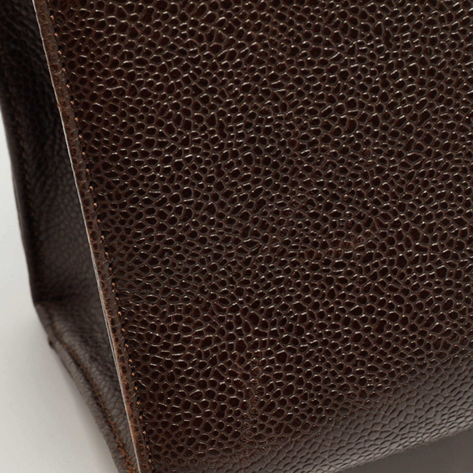 RDC12869 Authentic Chanel Brown Caviar Leather CC Turnlock Tote Bag w/Strap