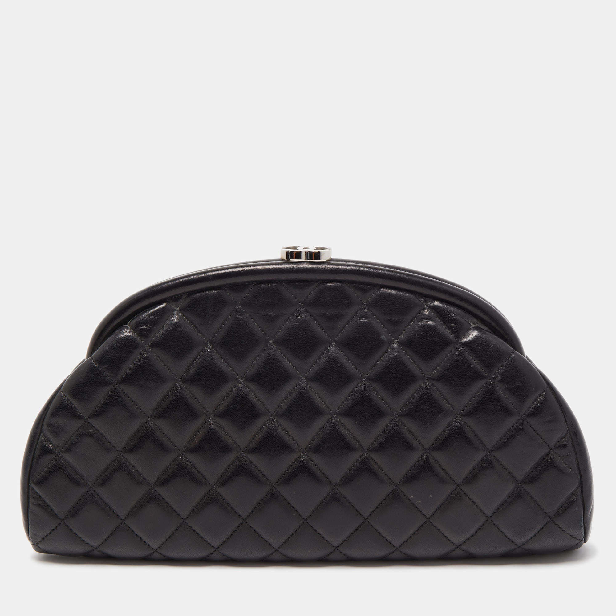 Pre Owned Chanel Black Quilted Leather Timeless Clutch