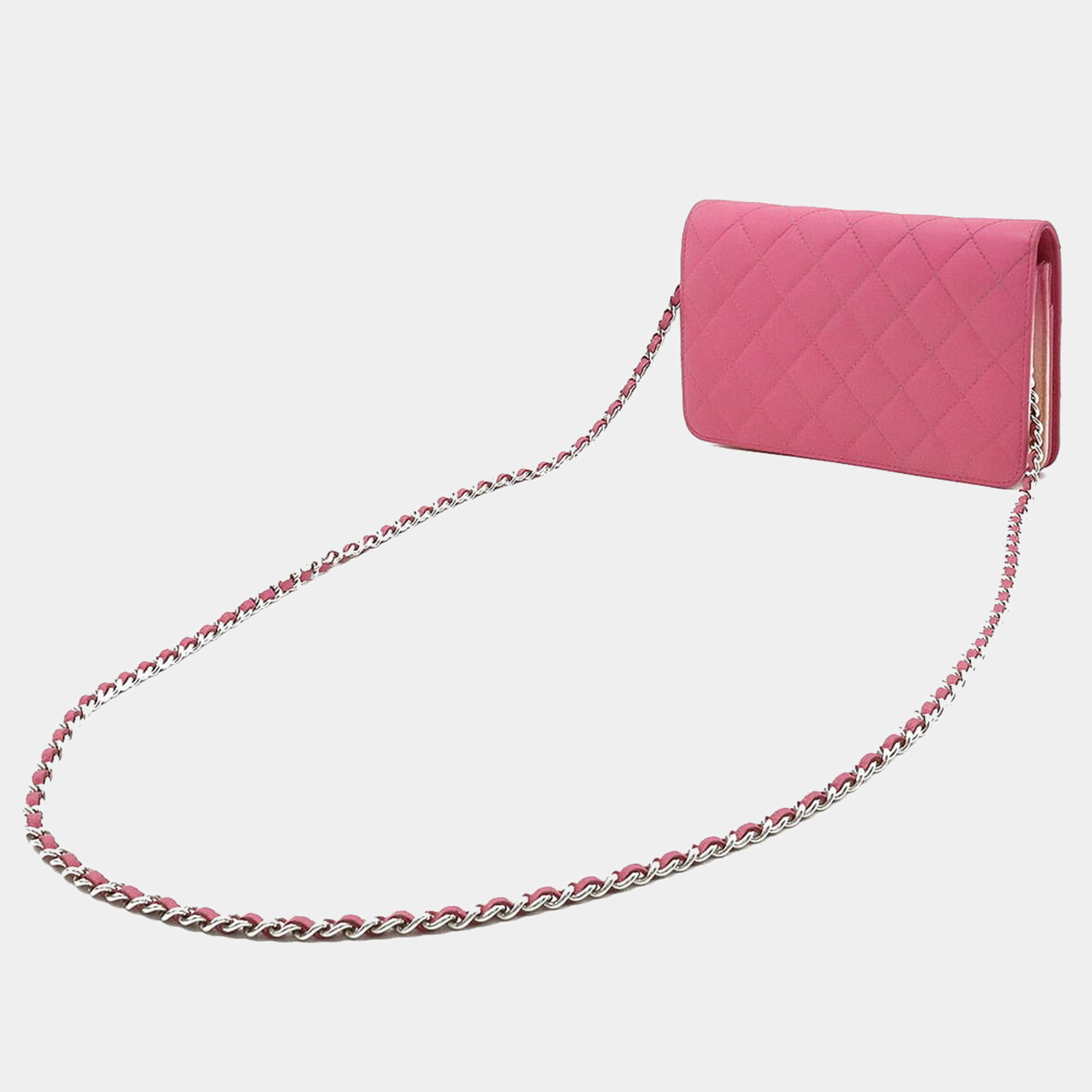 Chanel Pink Classic Quilted Wallet on Chain Caviar Calfskin