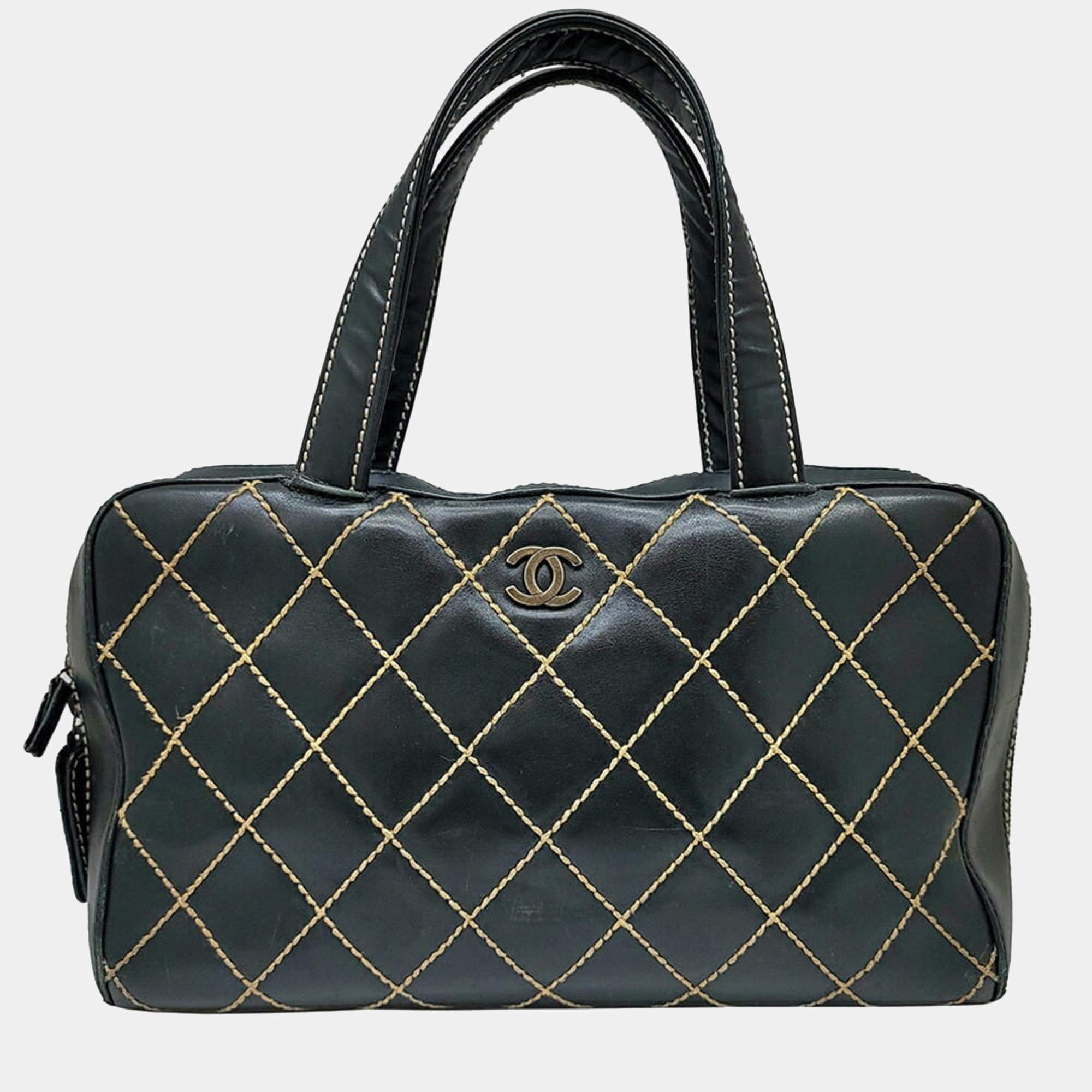 Chanel Black Leather Wild Stitch Shoulder Bag Chanel