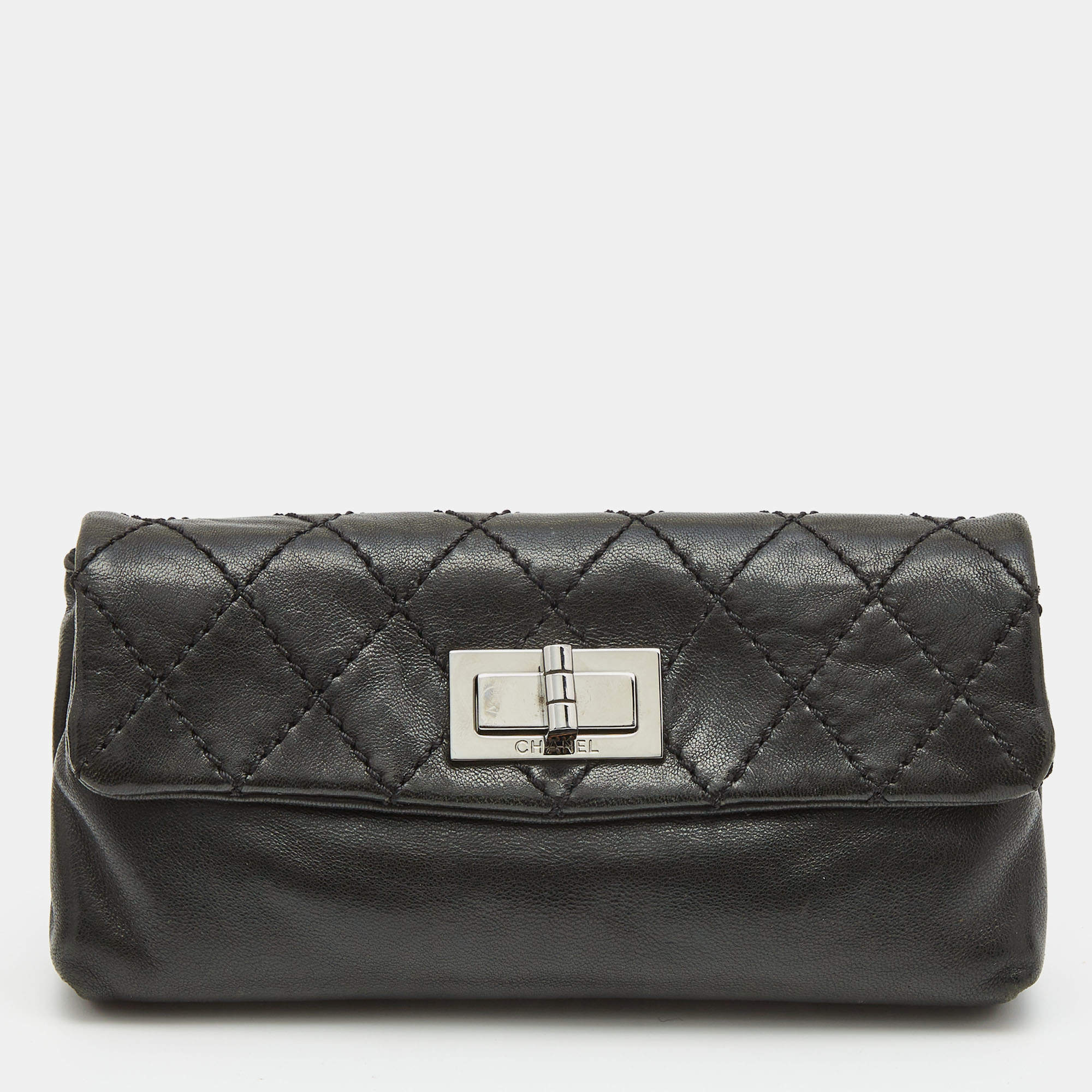 Chanel Black Quilted Leather Mademoiselle Flap Clutch