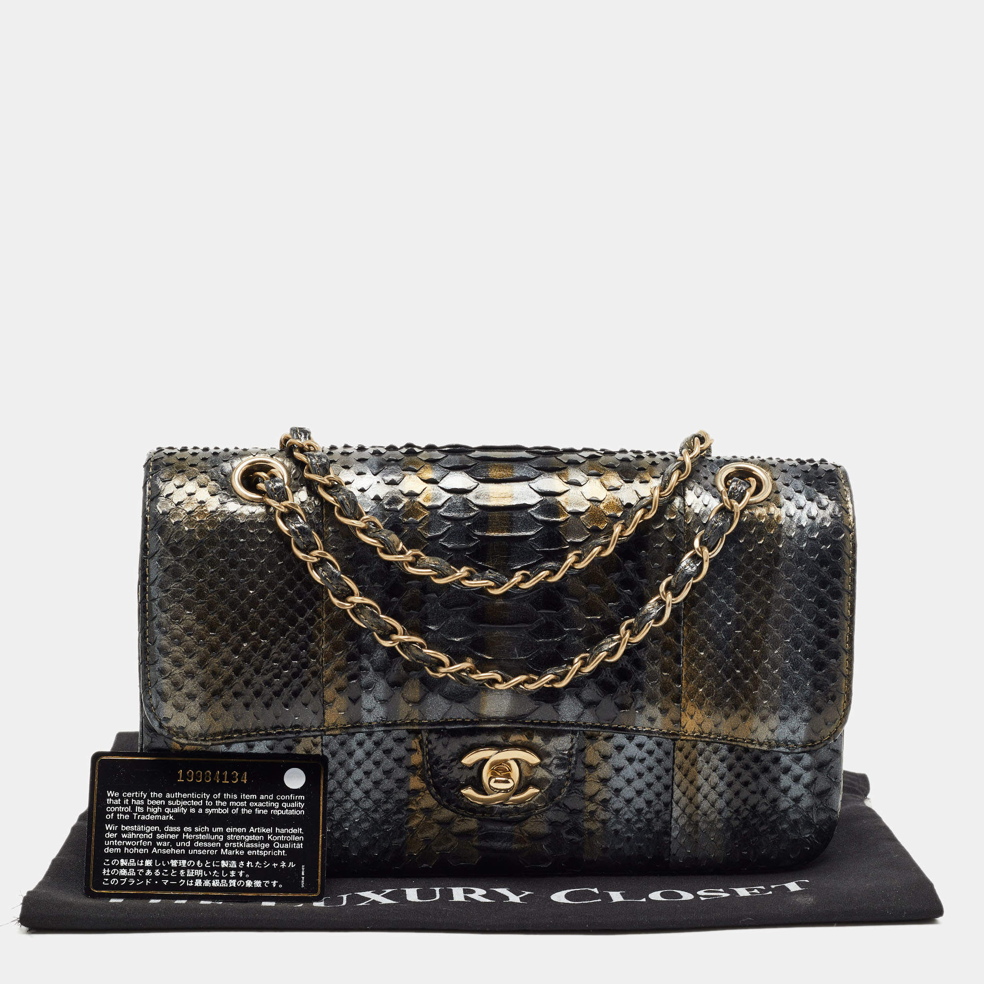 Chanel Tricolor Python Medium Classic Double Flap Bag Chanel