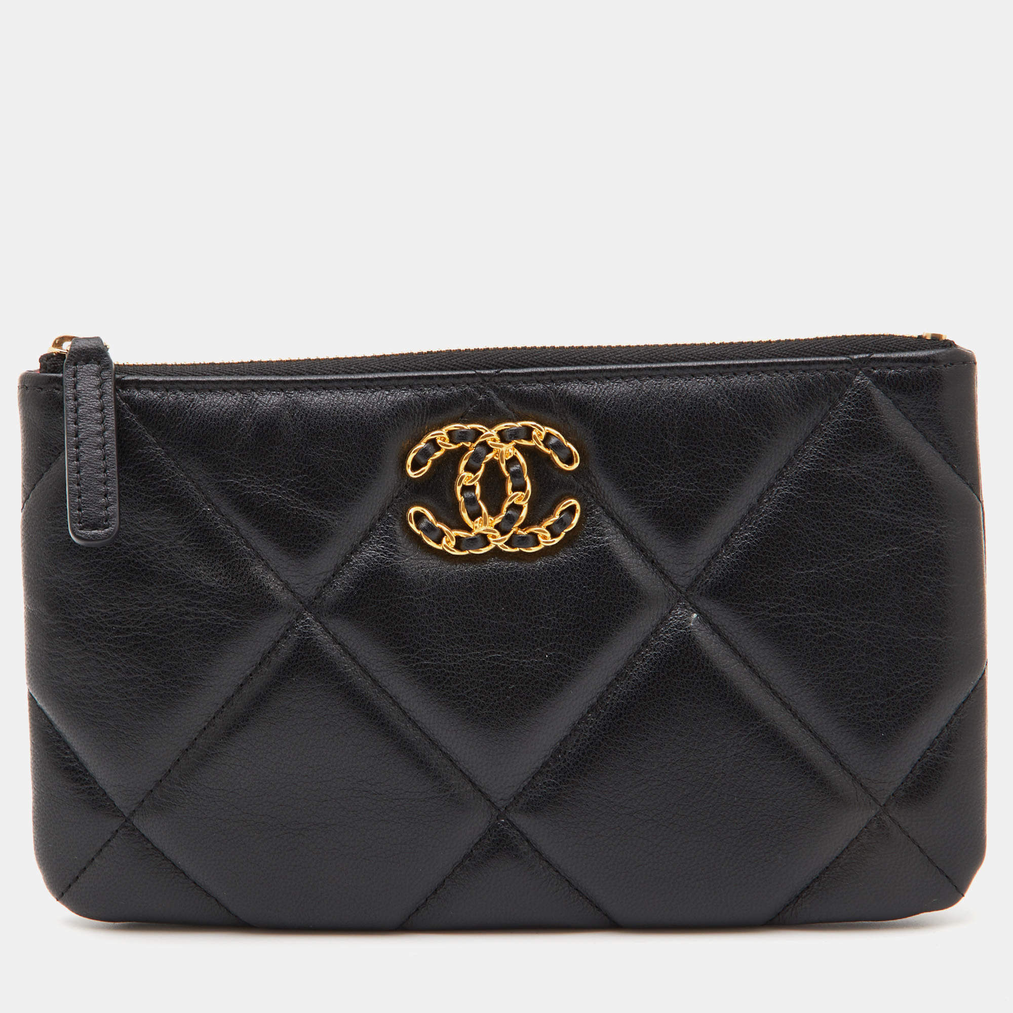 CHANEL Shiny Goatskin Quilted Chanel 19 Small Pouch With Handle Beige 607469 FASHIONPHILE #20 CHANEL Shiny Goatskin Quilted Chanel 19 Small Pouch With Handle Beige 607469 FASHIONPHILE
