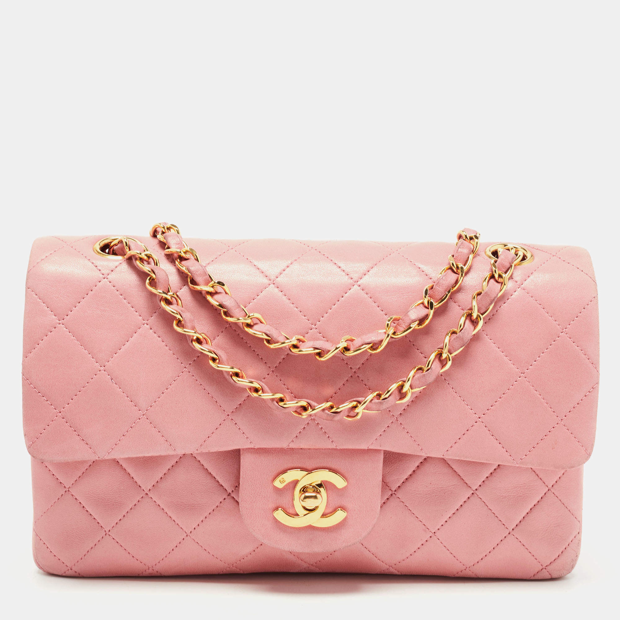 Chanel Pink Quilted Lambskin Small Vintage Classic Double Flap Bag Chanel