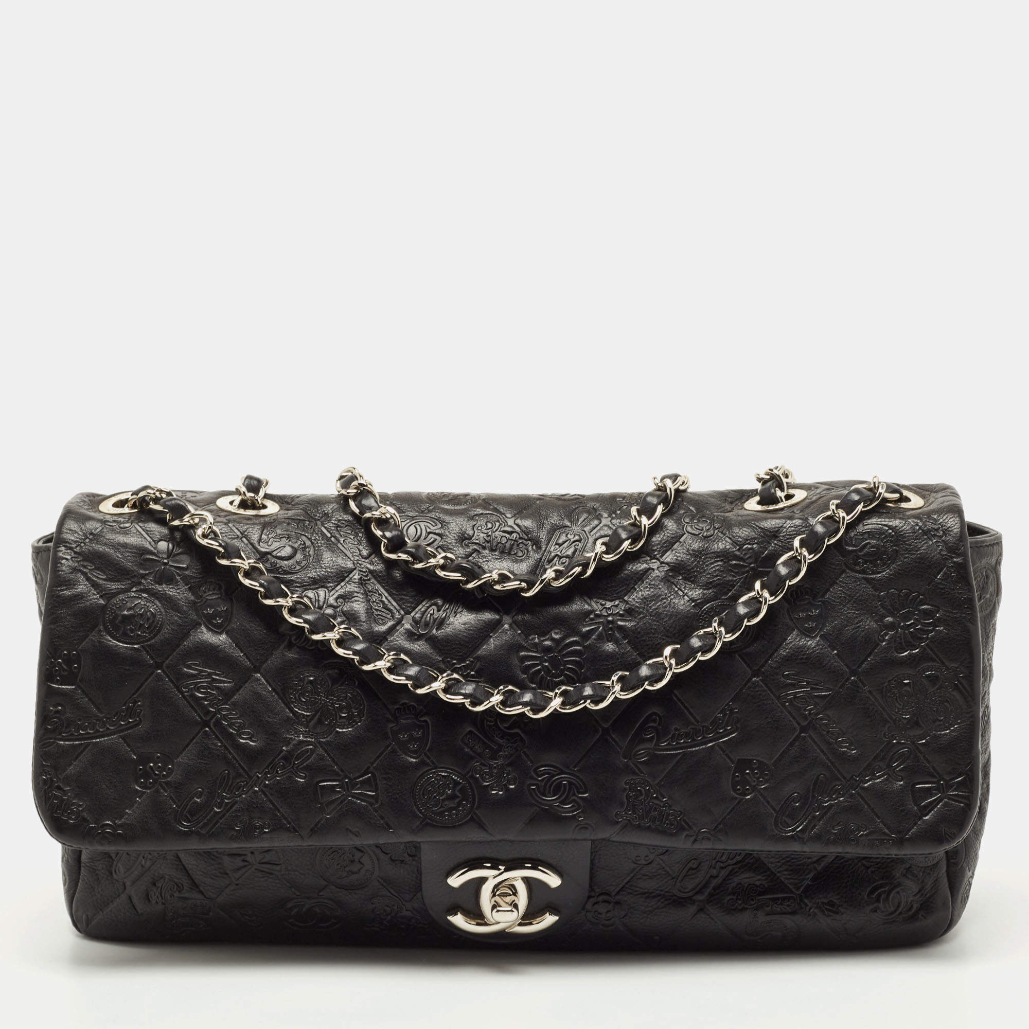 مملوكة مسبقًا Chanel Black Lucky Charm Embossed Leather CC Flap Bag