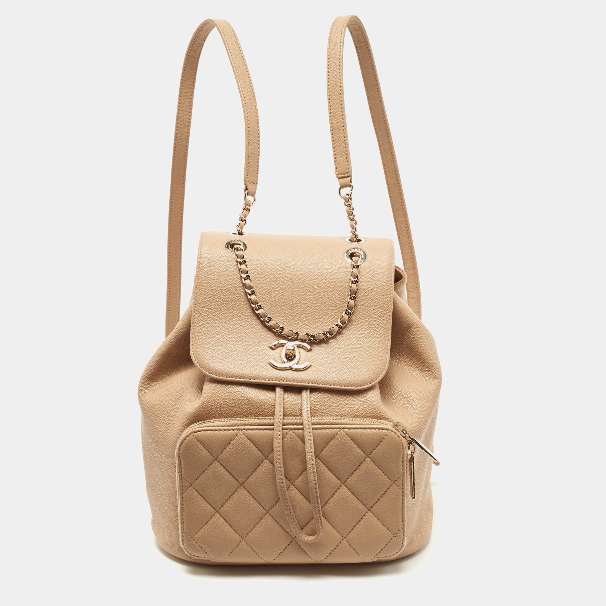 Chanel Quilted Business Affinity Backpack Pink Caviar Gold