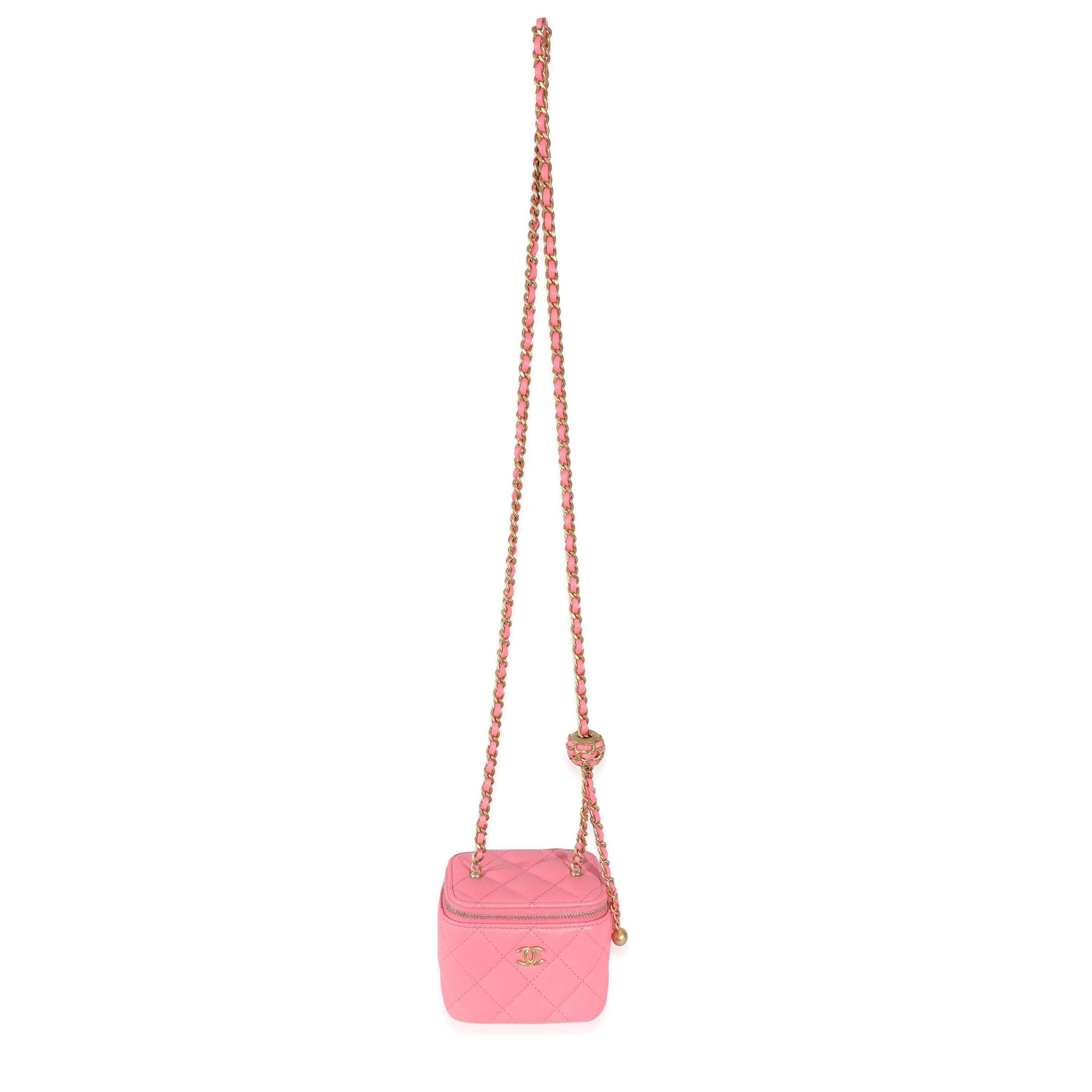 Chanel Pink Lambskin Small Top Handle Vanity Bag
