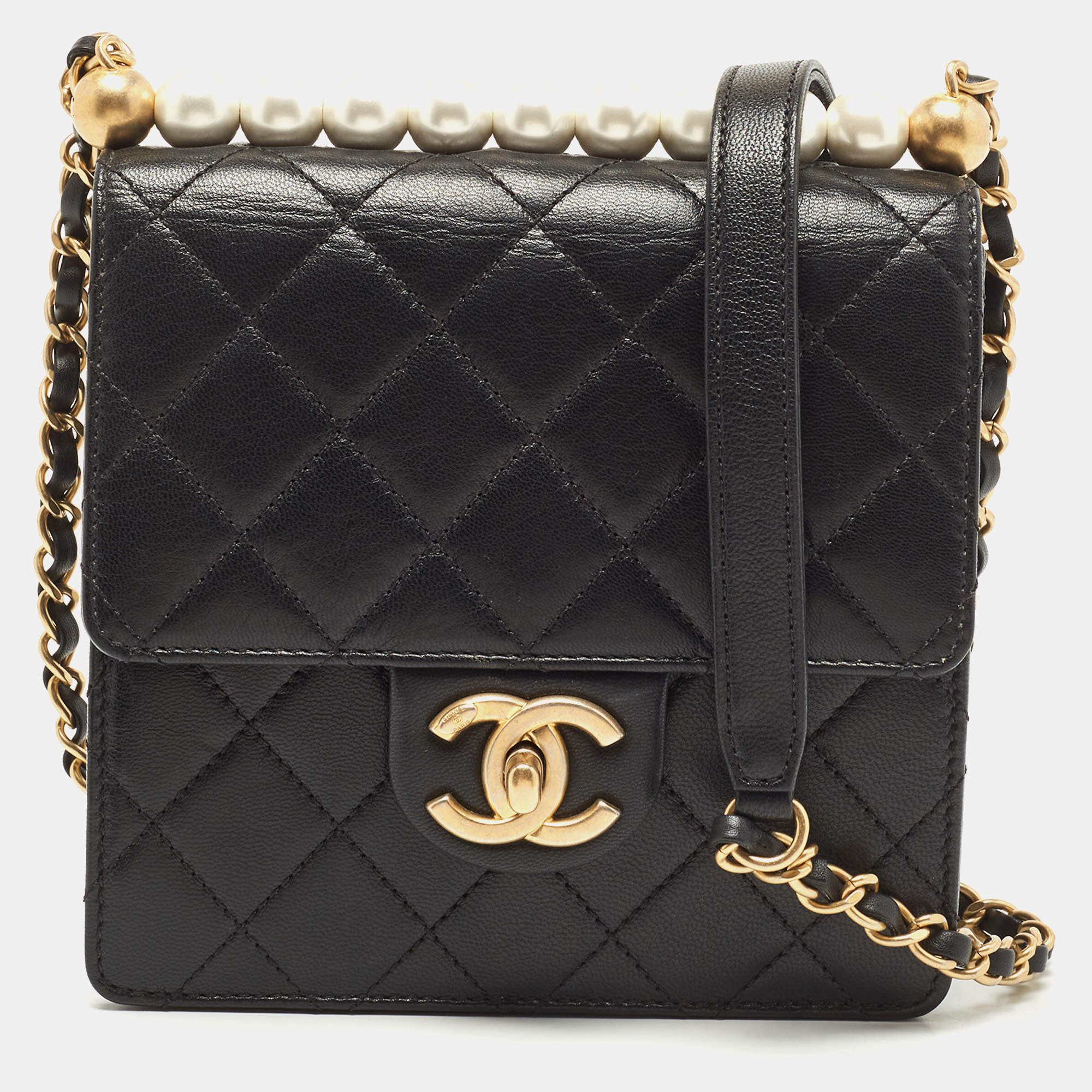 chanel black and white quilted purse handbag