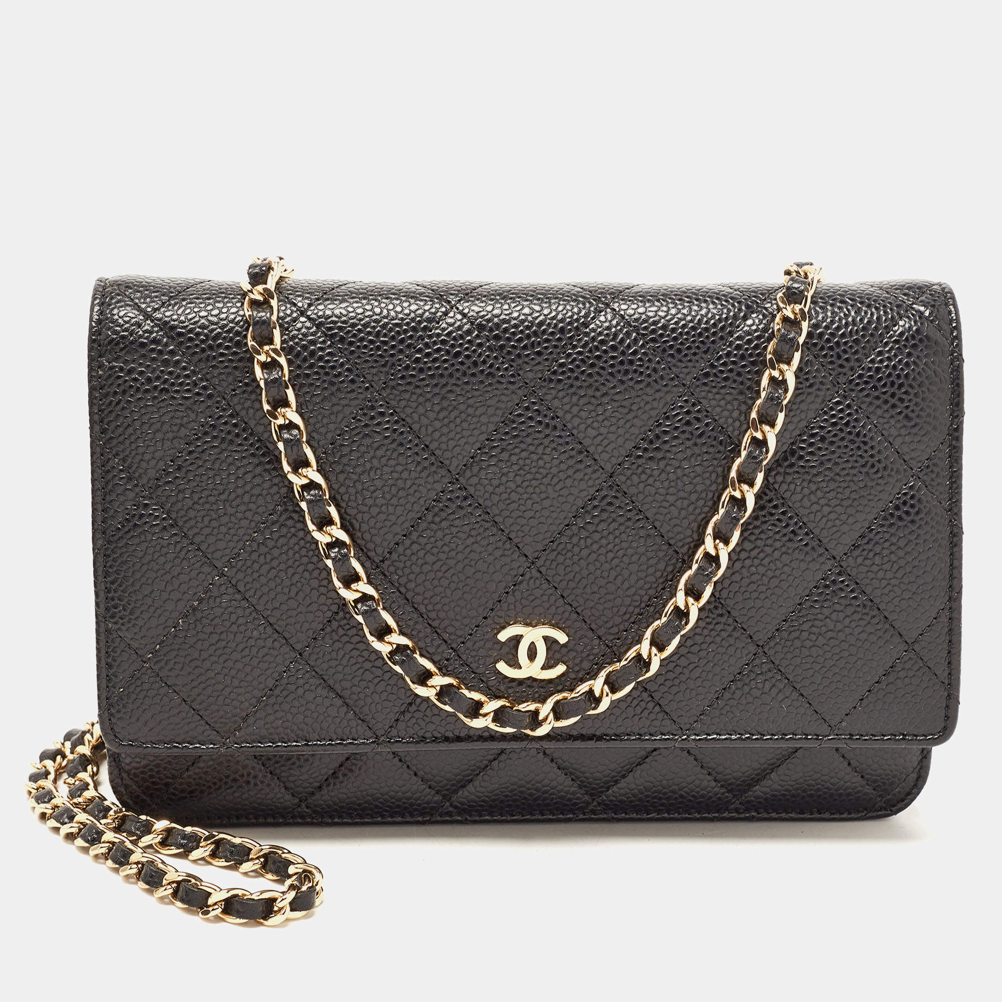 Chanel Black Quilted Caviar Leather WOC Clutch Bag