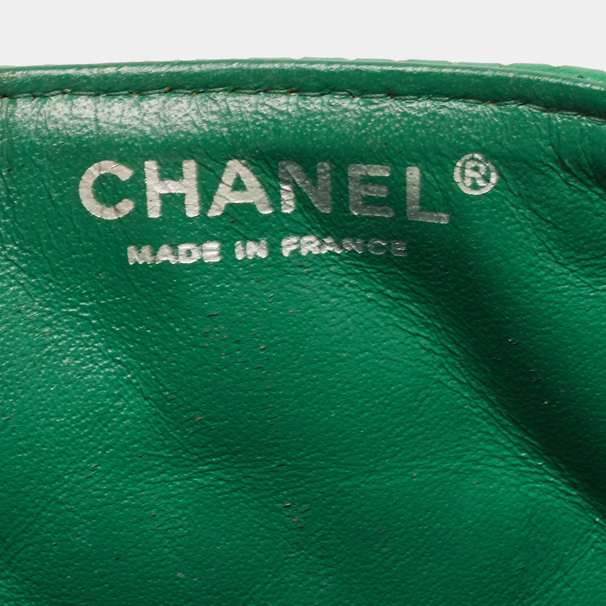 Chanel Green Quilted Perforated Leather East/West Classic Flap Bag Chanel