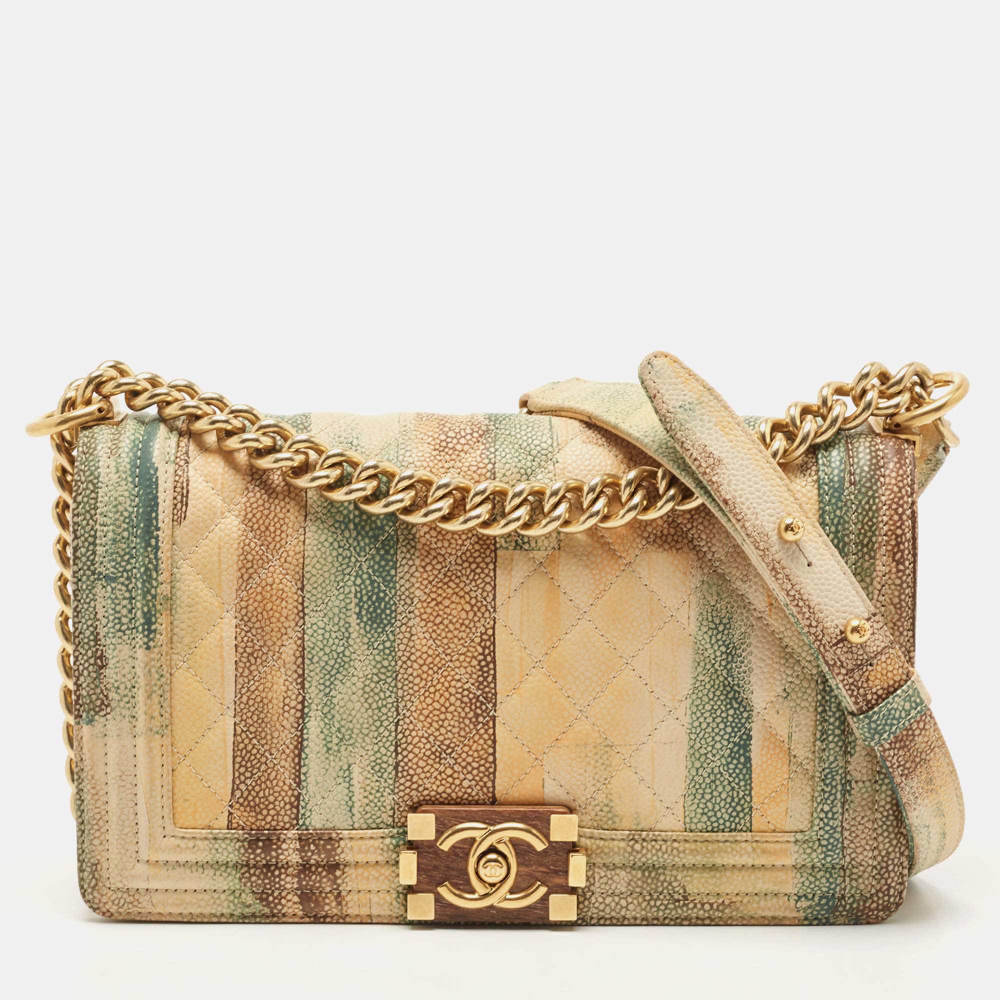 Pre Owned Chanel Multicolor Quilted Leather Medium Boy Bag