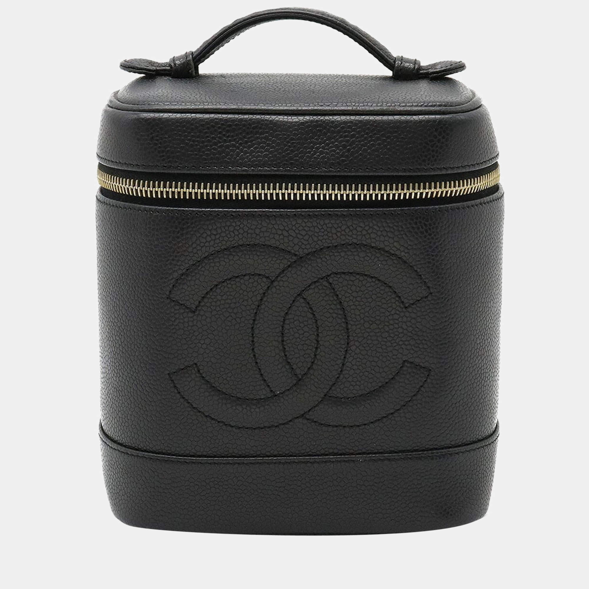 Pre Owned Chanel Black Leather Vanity Case Shoulder Bag