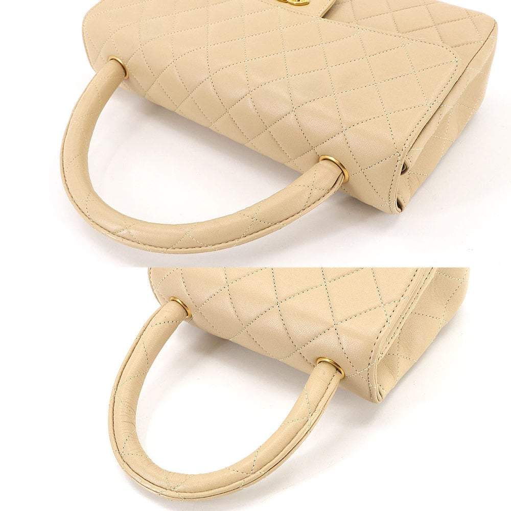 Chanel Beige Leather Kelly Top Handle Bag Set Chanel