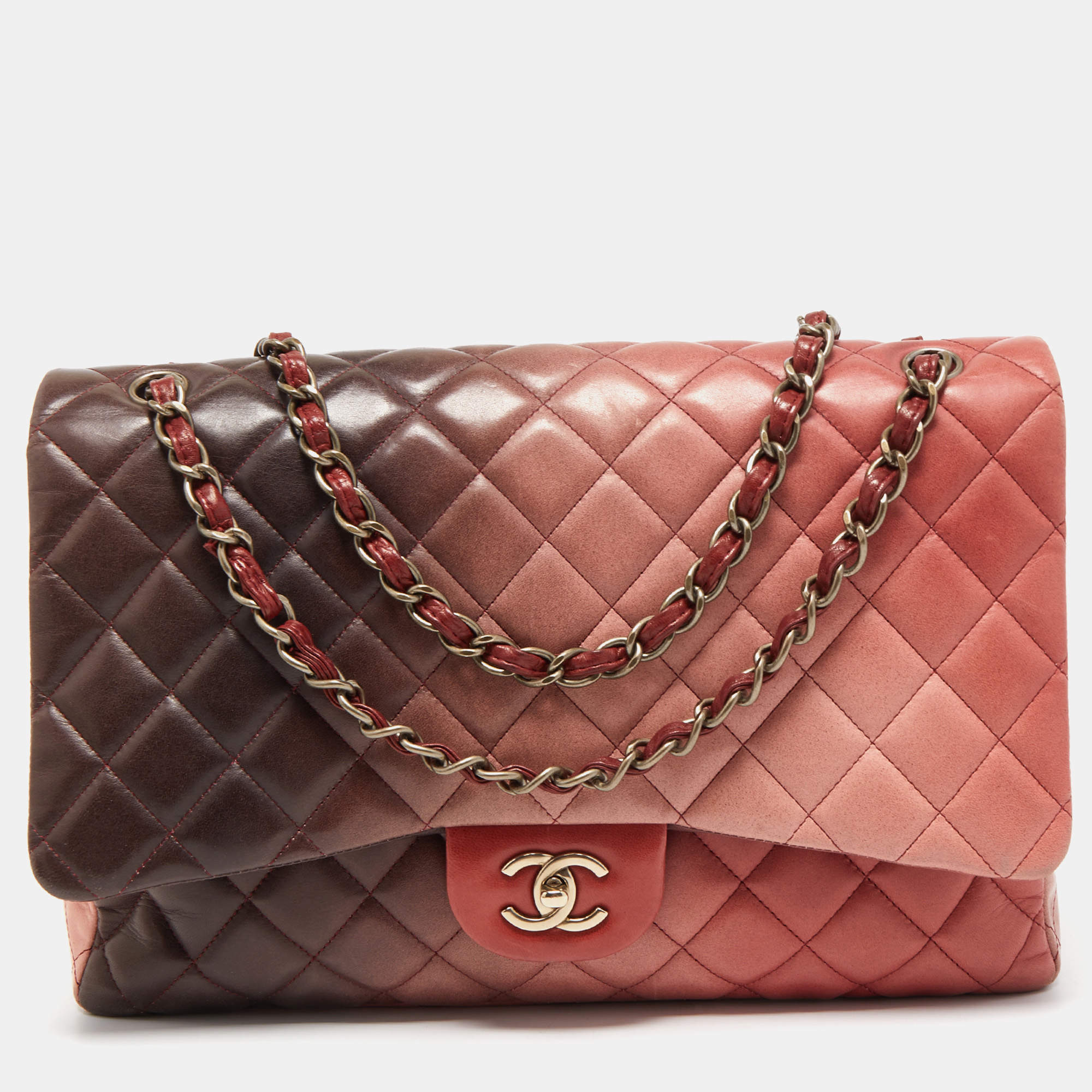 Chanel Burgundy Quilted Patent Leather Chic and Glitter Ligne Large Tote Bag  - Yoogi's Closet
