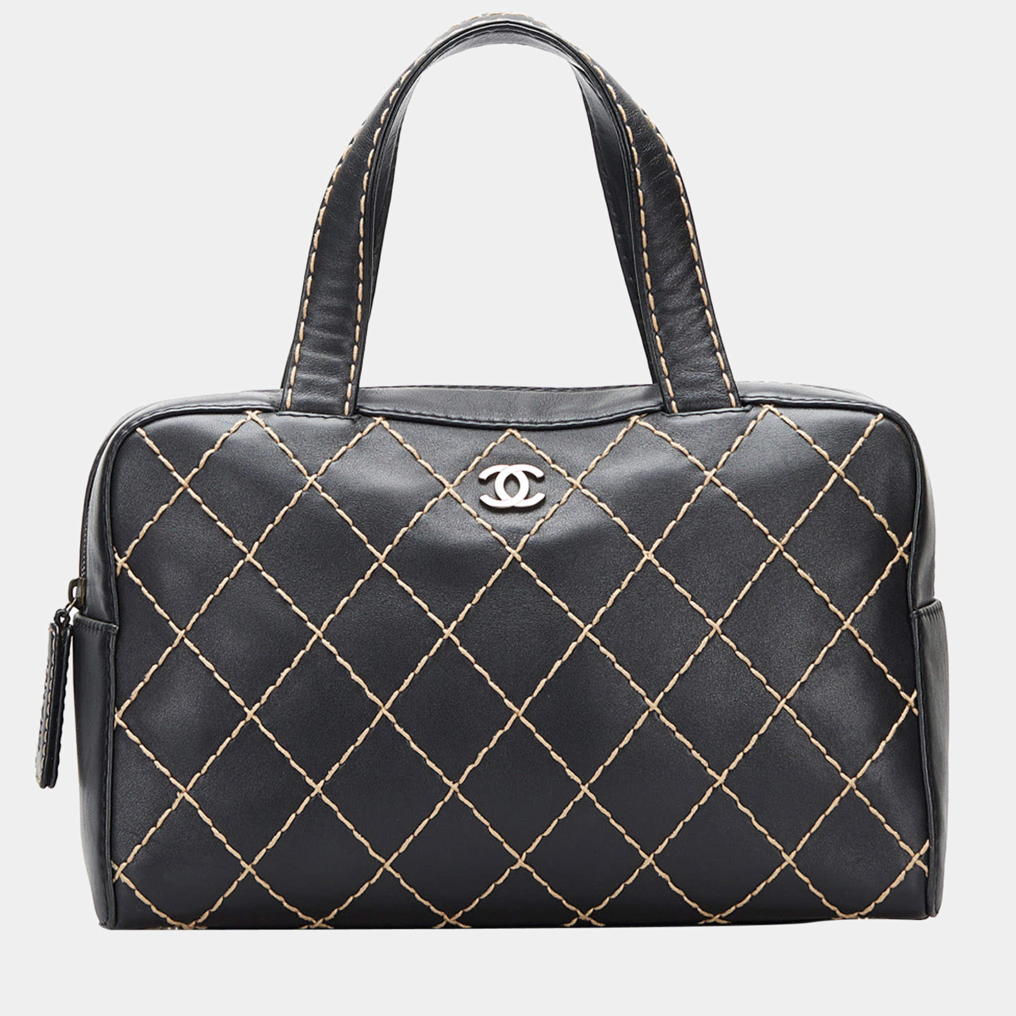 Pre Owned Chanel Black CC Wild Stitch Handbag