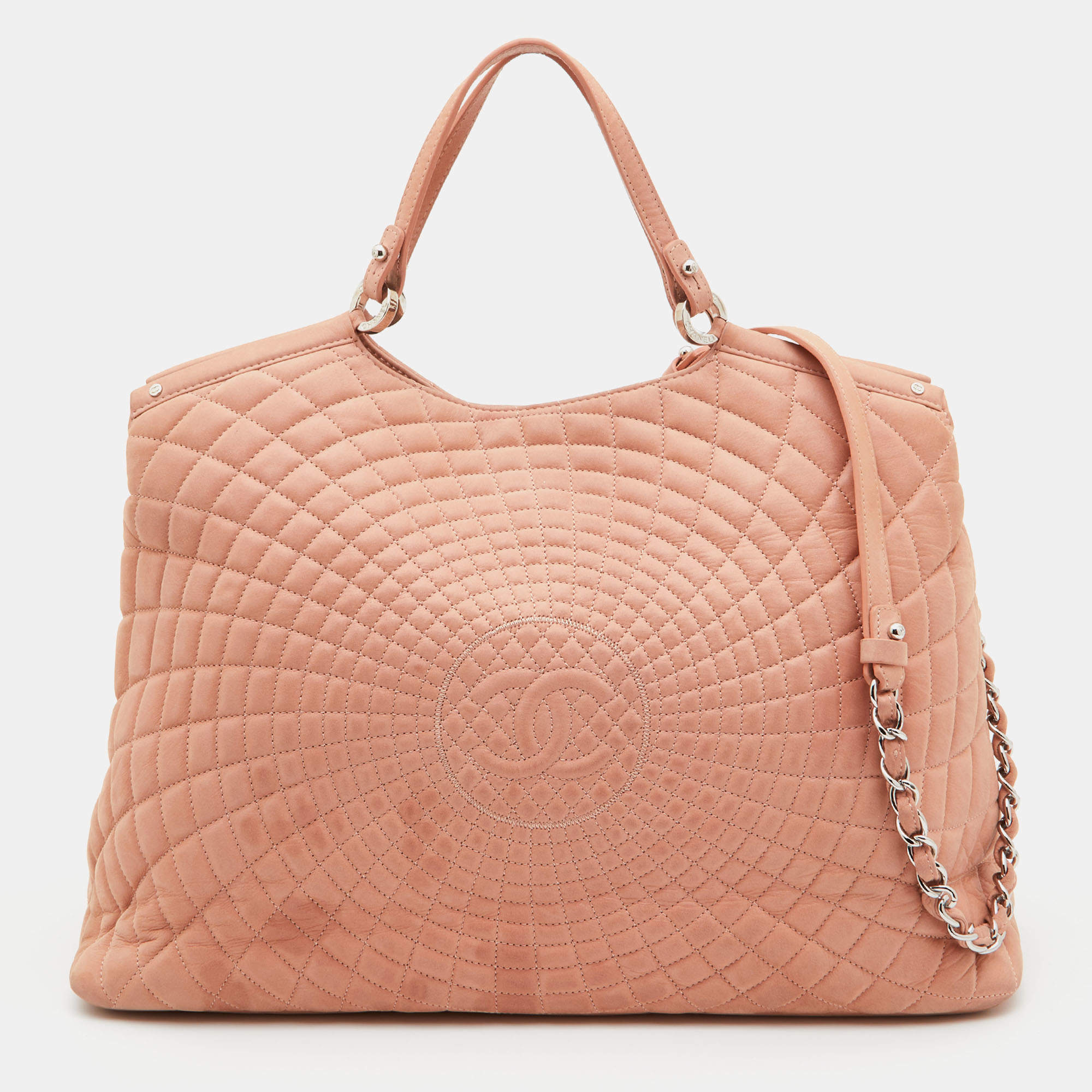 Chanel Light Pink Quilted Iridescent Leather Large Sea Hit Tote Chanel