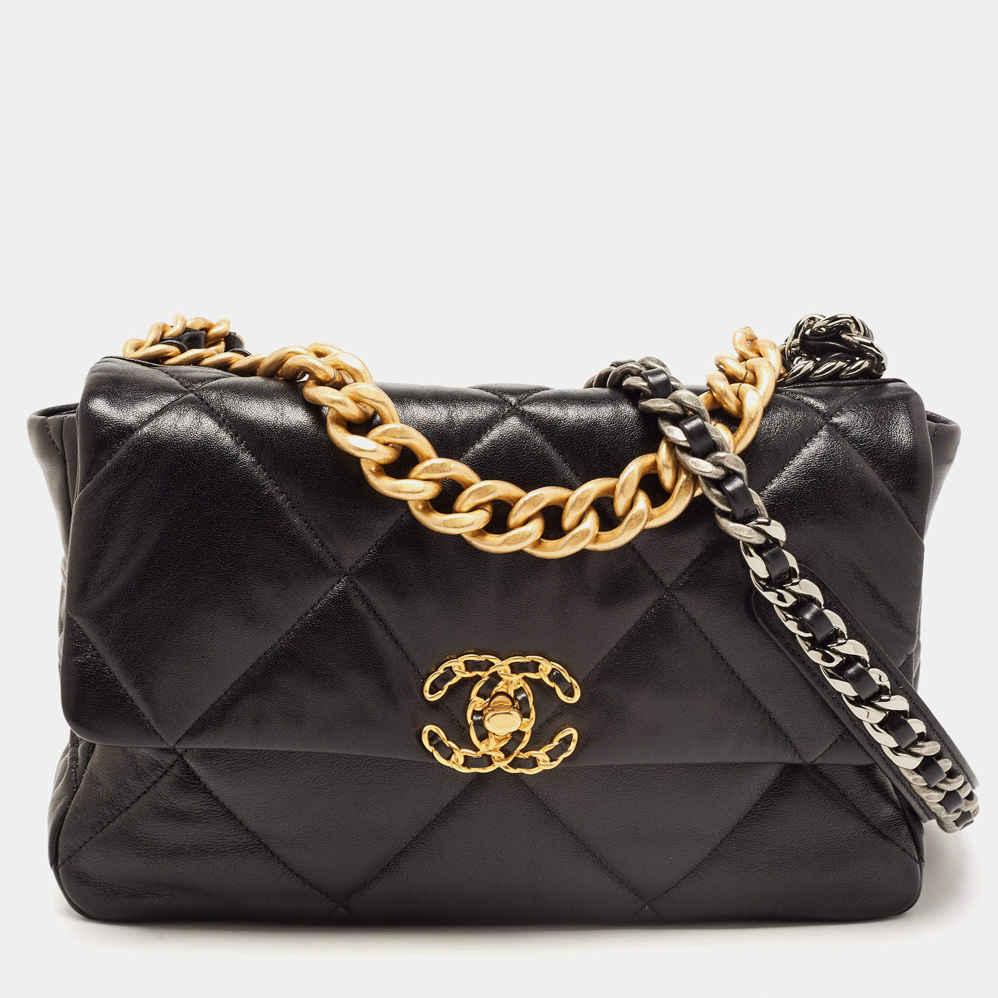 Chanel Black Leather Chanel 19 Flap Shoulder Bag Chanel