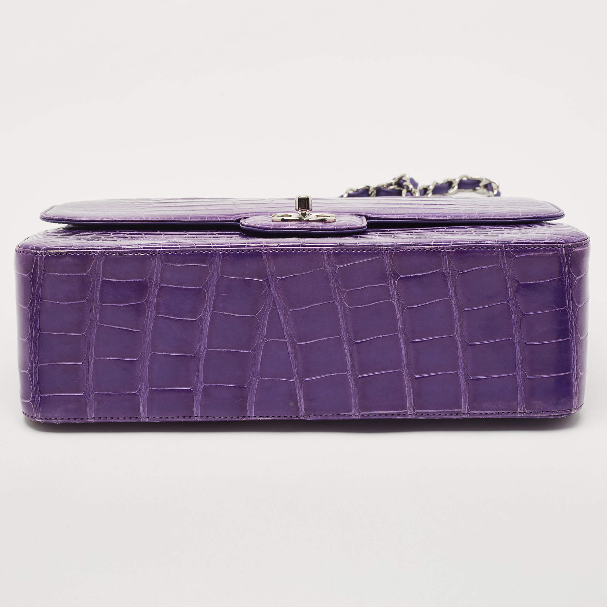 Chanel Purple Alligator Jumbo Classic Double Flap Bag Chanel