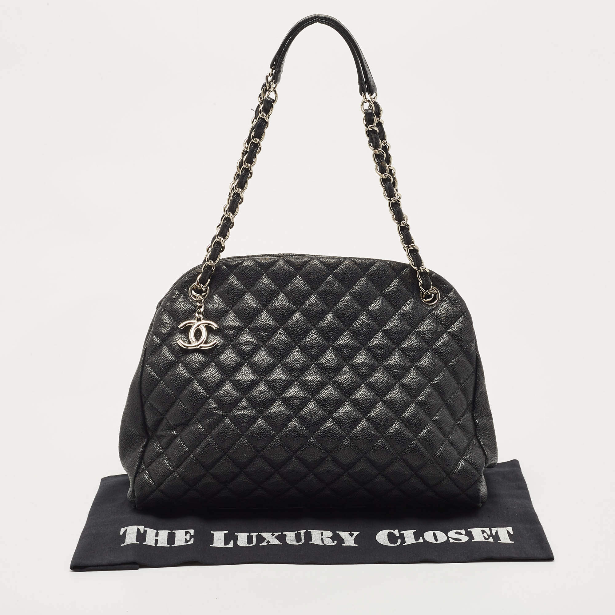 Chanel Black Just Mademoiselle Bowler Medium Bag – The Closet