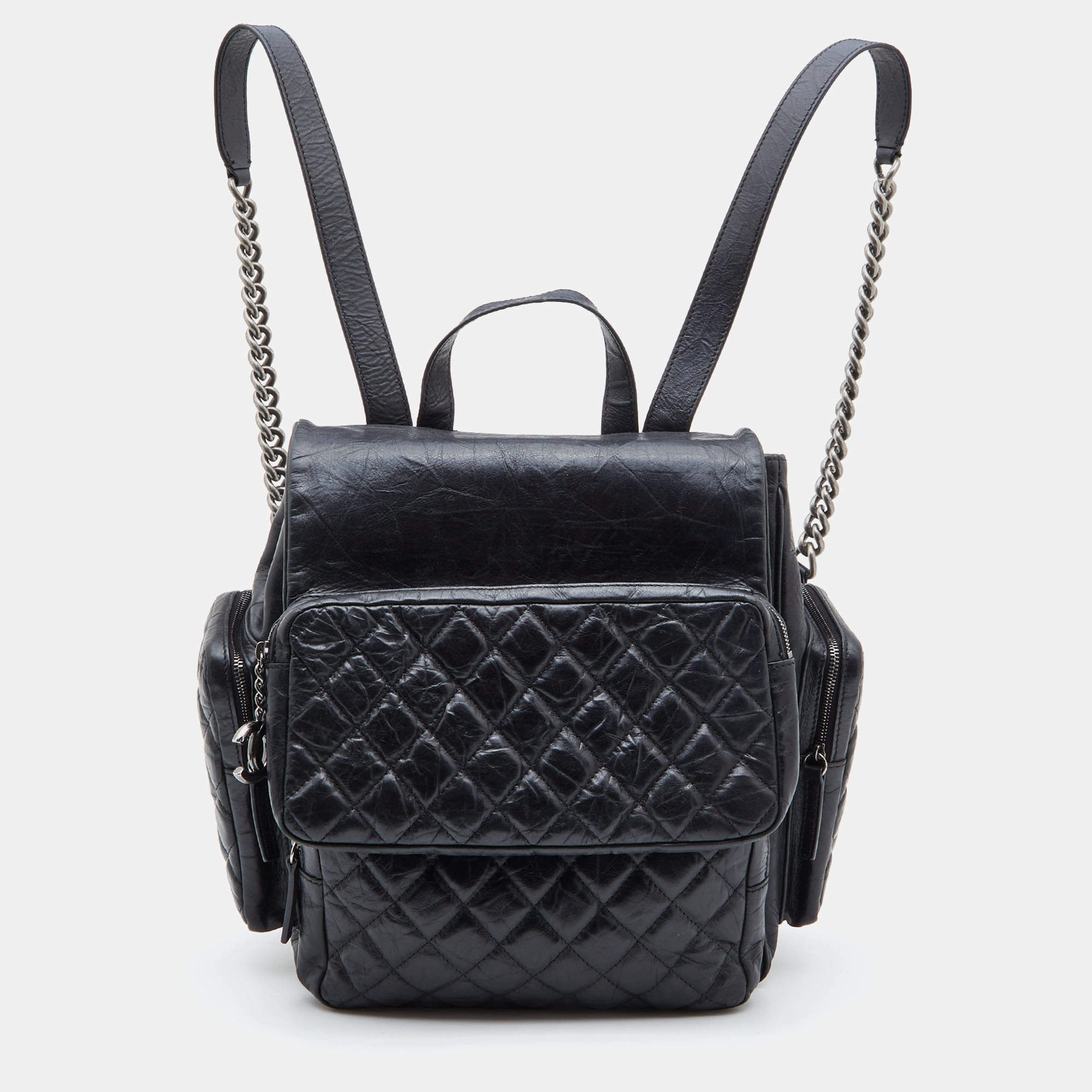 Chanel Black Quilted Leather Casual Rock Backpack