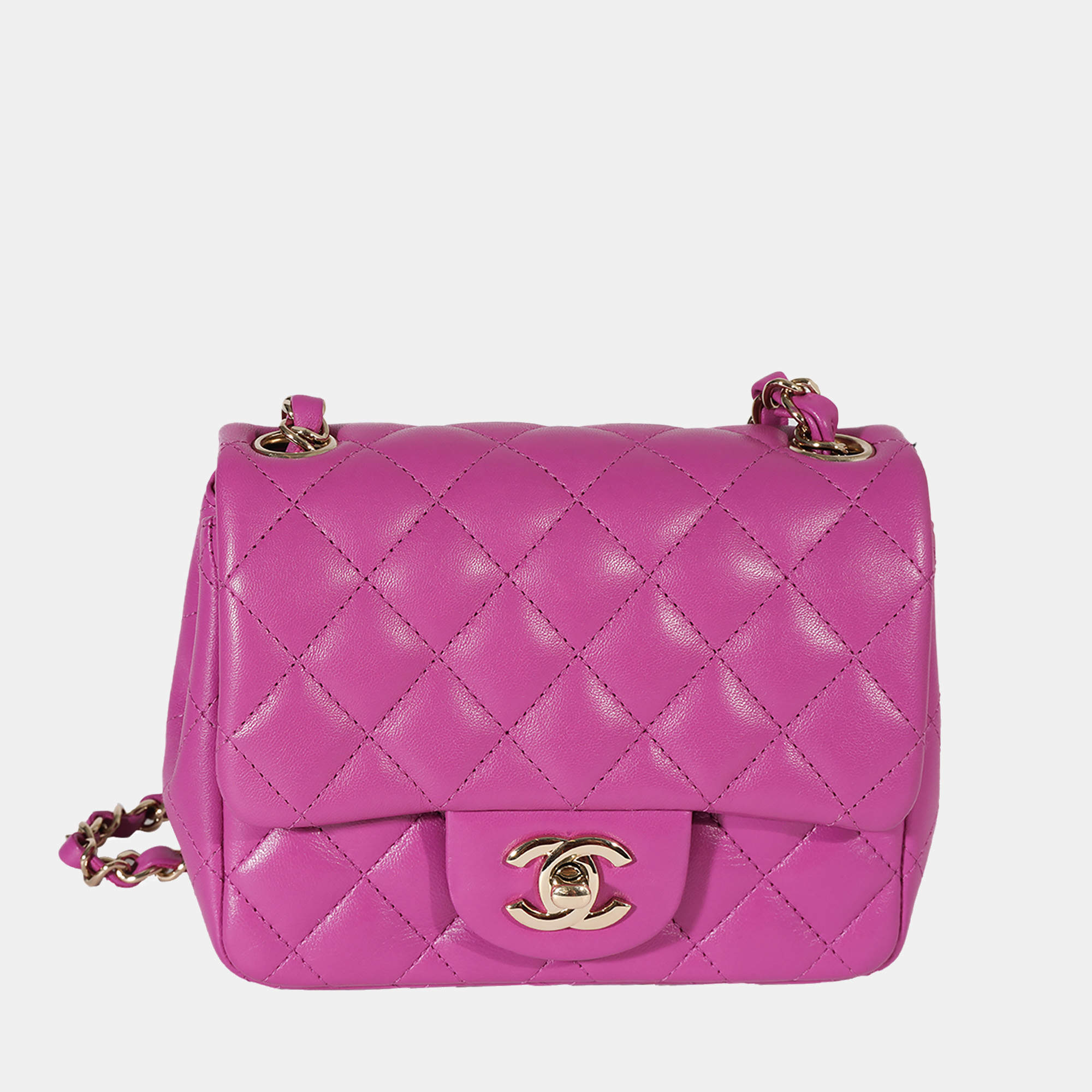 Chanel Purple Quilted Lambskin Mini Square Classic Flap Bag Chanel