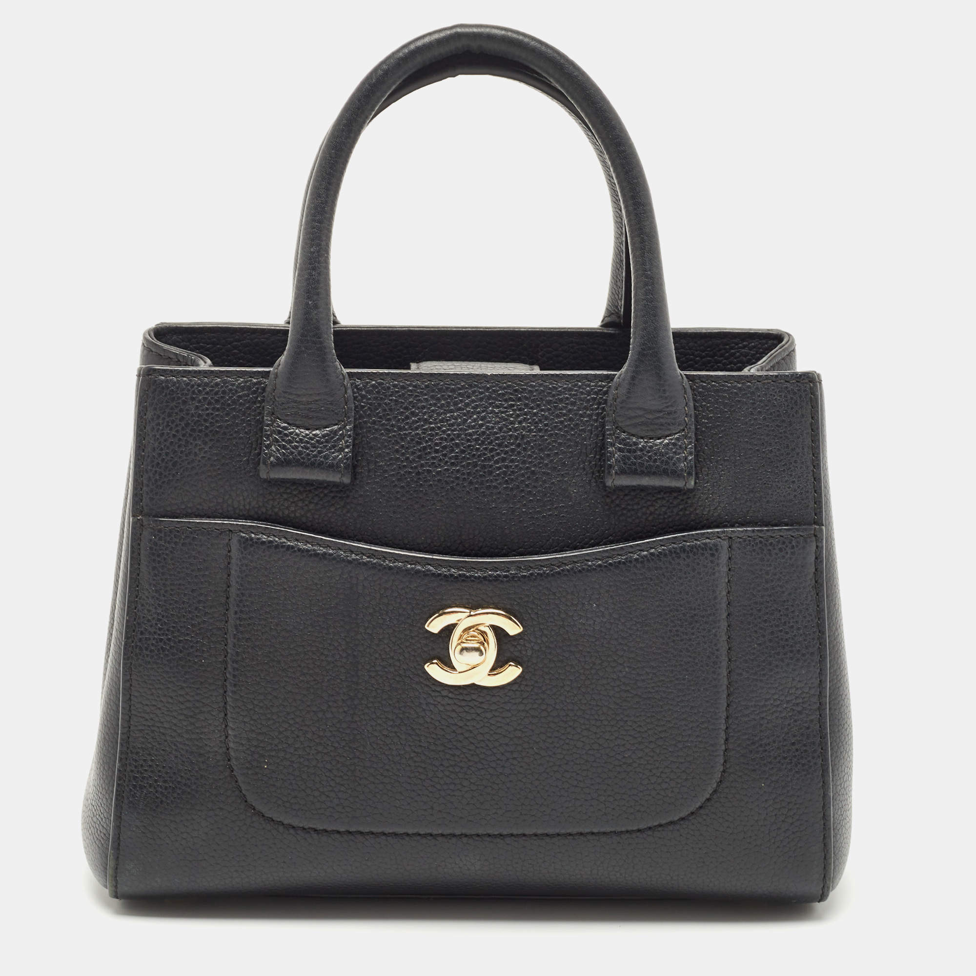 Pre Owned Chanel Black Caviar Leather Mini Neo Executive Tote