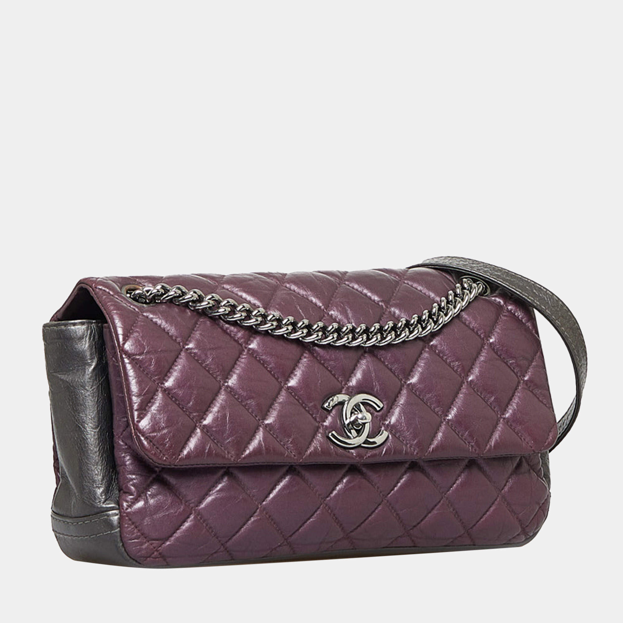 Chanel Purple Glazed Matelasse Portobello Flap Bag Chanel
