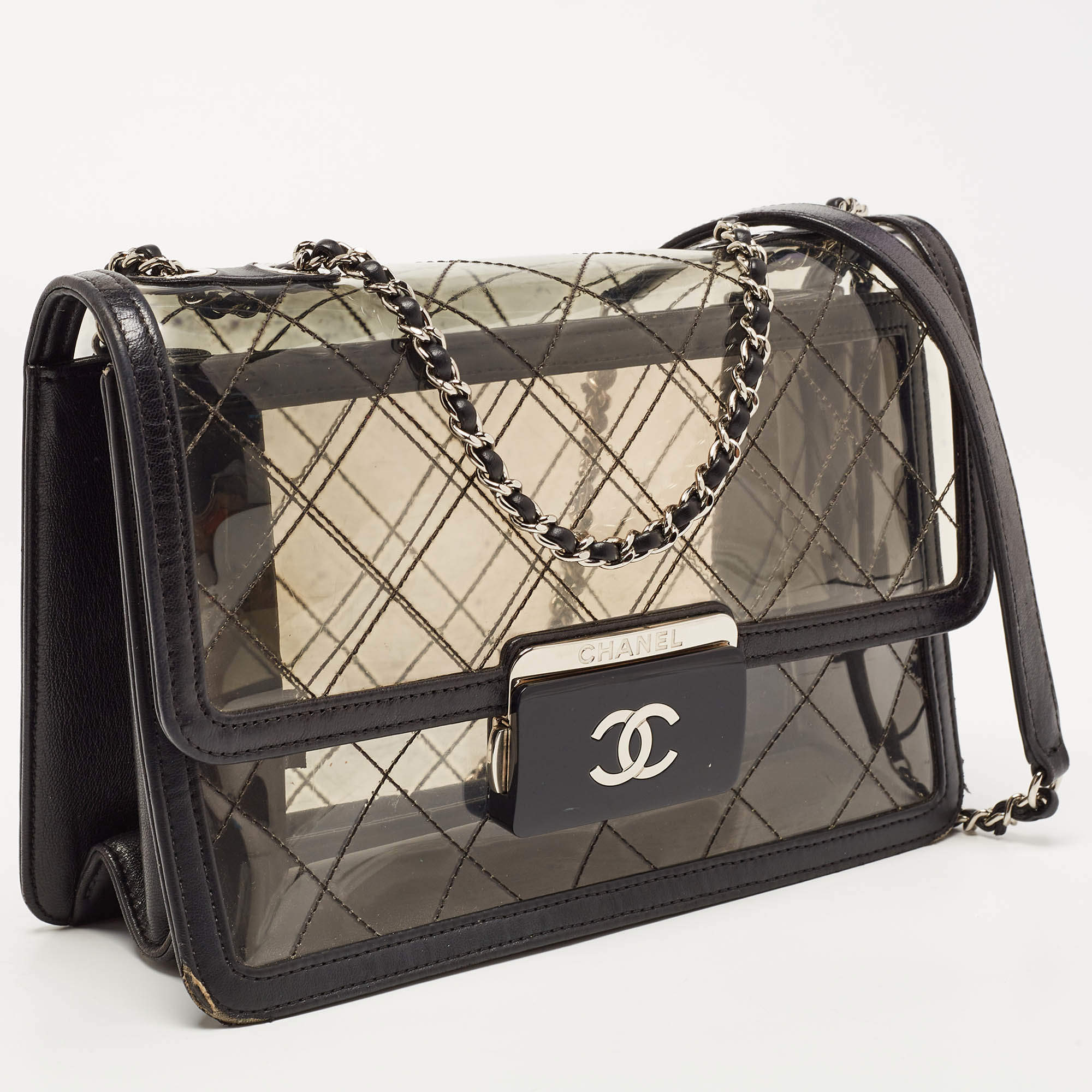 Chanel Classic Flap Naked Beauty Lock Clear Transparent PVC Crossbody Bag