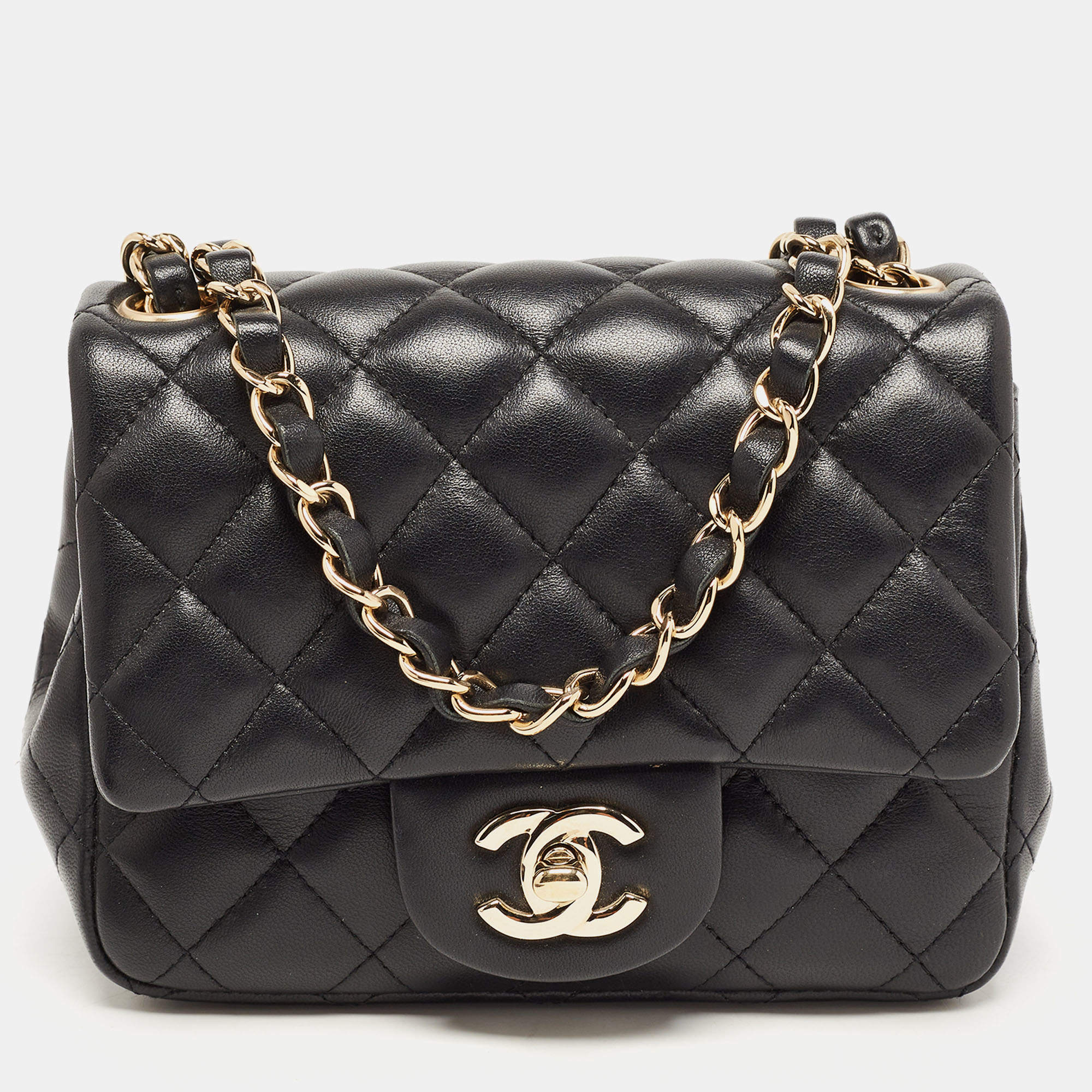 Chanel Black Quilted Leather Mini Square Classic Flap Bag