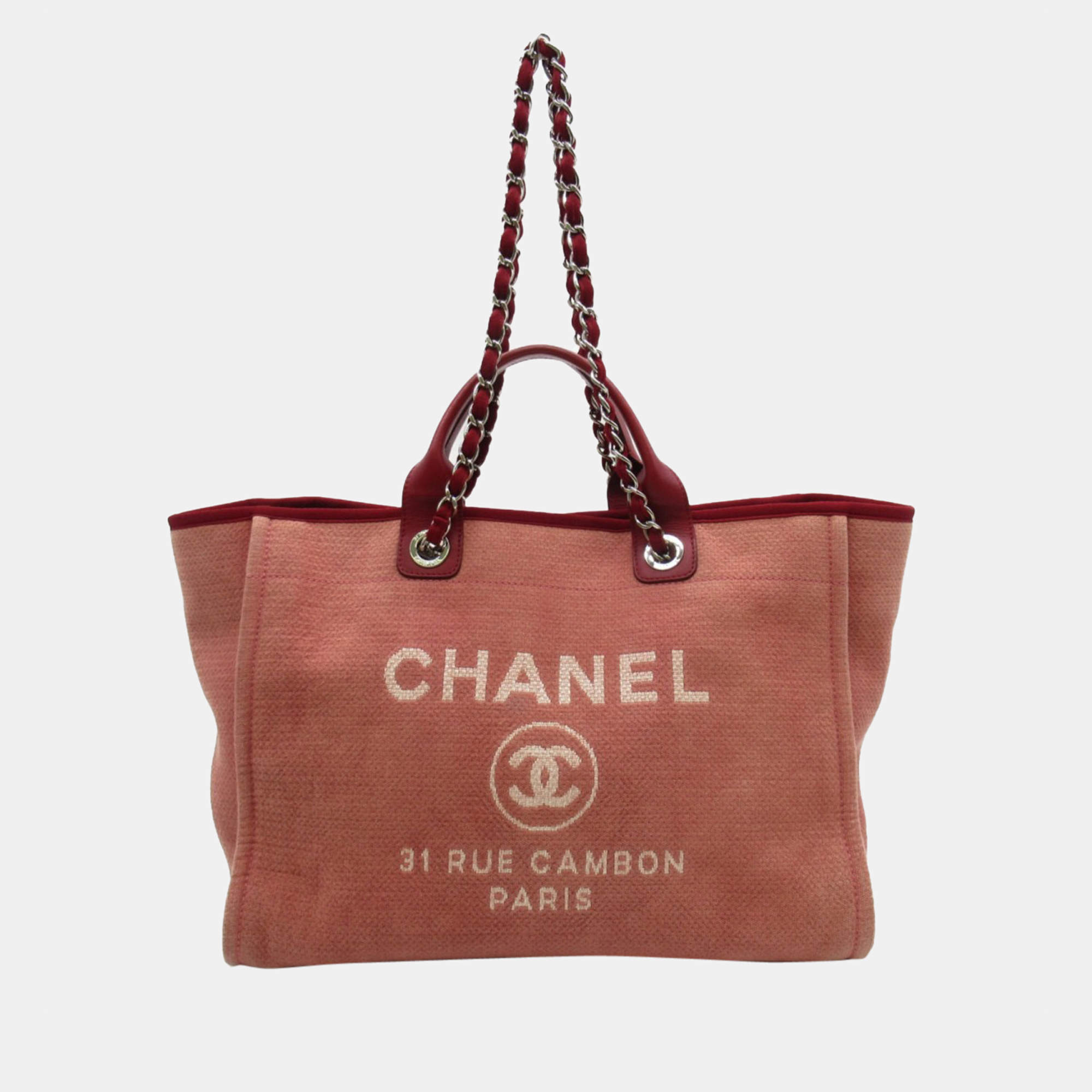 Chanel Red Canvas Deauville Shopping Tote Bag Chanel | The Luxury Closet