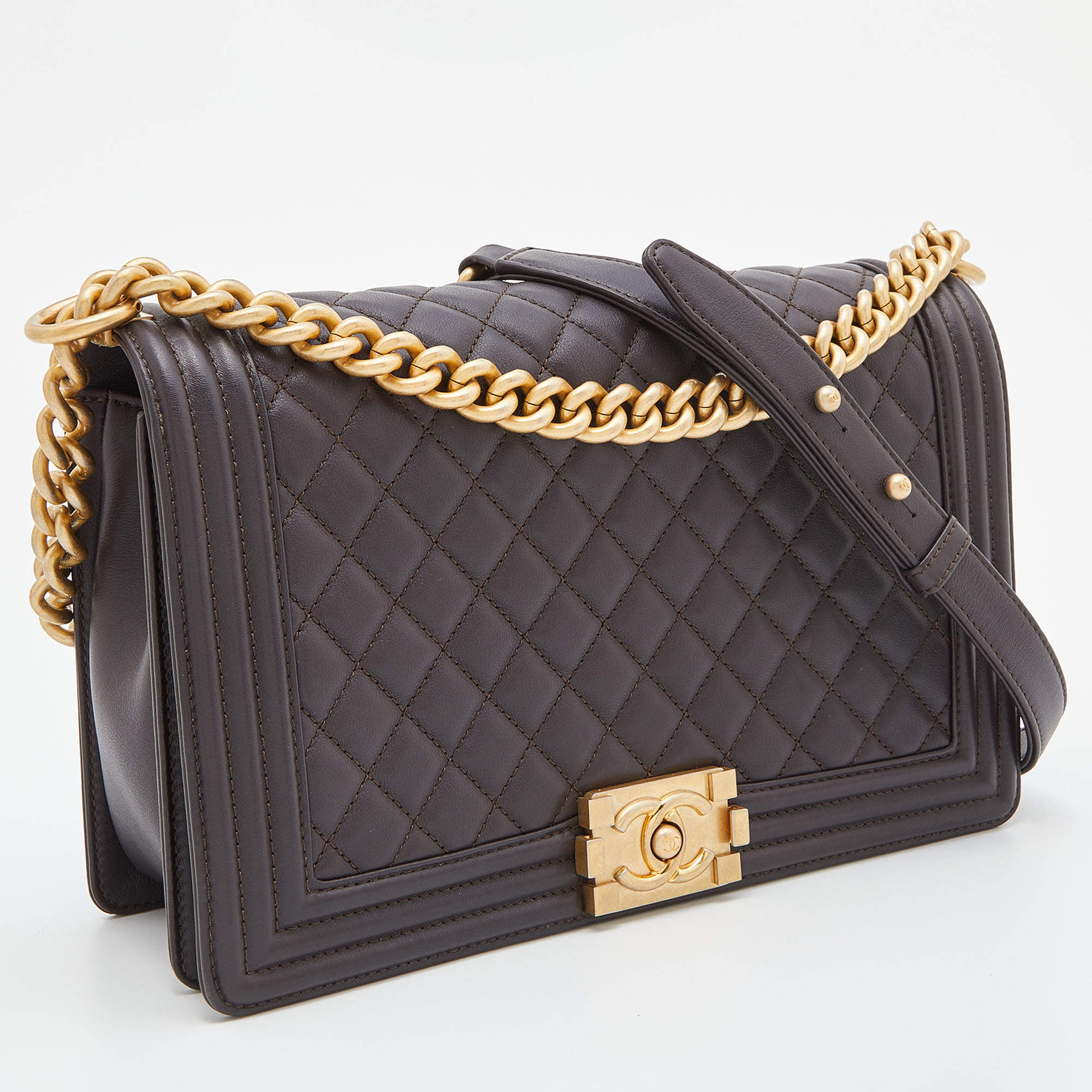 Chanel Beige Quilted Caviar Leather Medium Boy Flap Bag Chanel