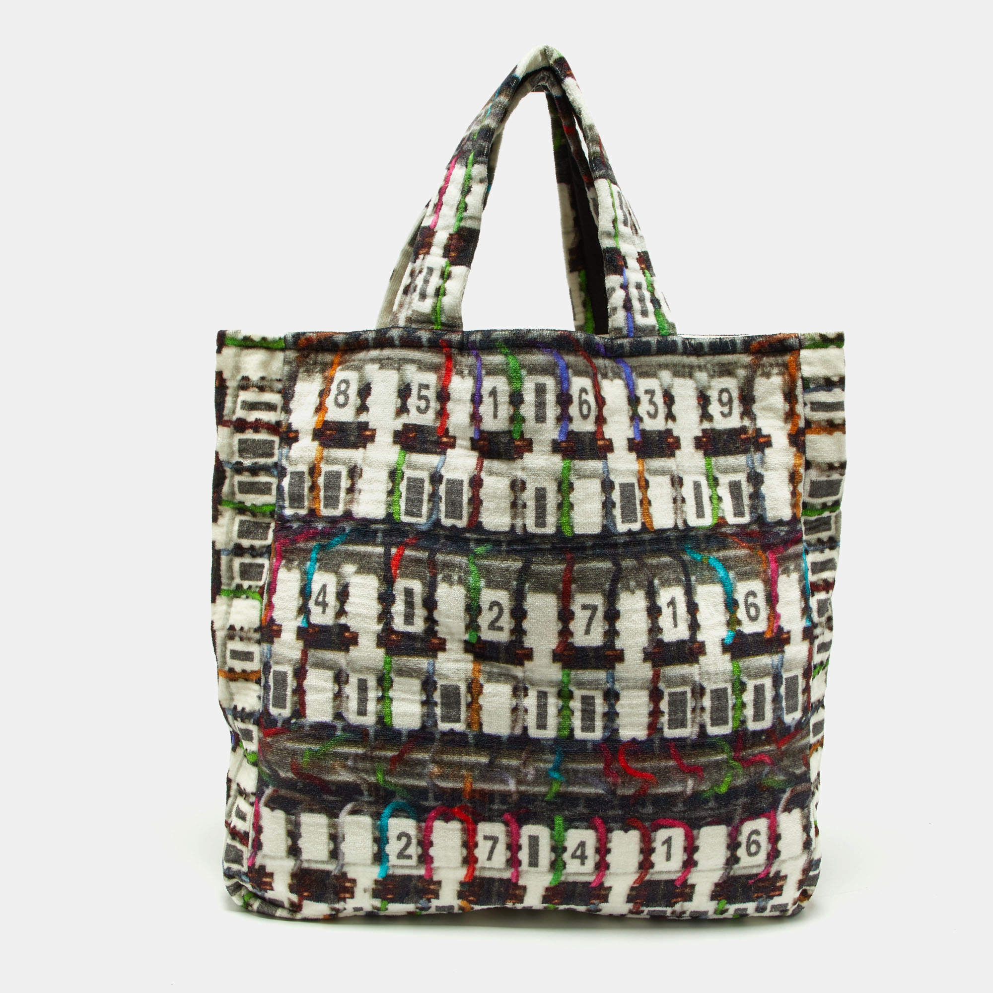 Pre Owned Chanel Multicolor Printed Cotton Large Terry Shopper Tote