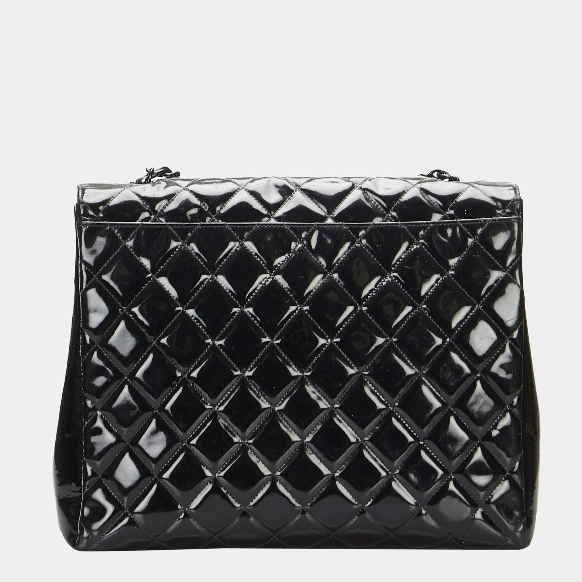 Chanel Black So Black Matelasse Patent Leather Single Flap Bag Chanel