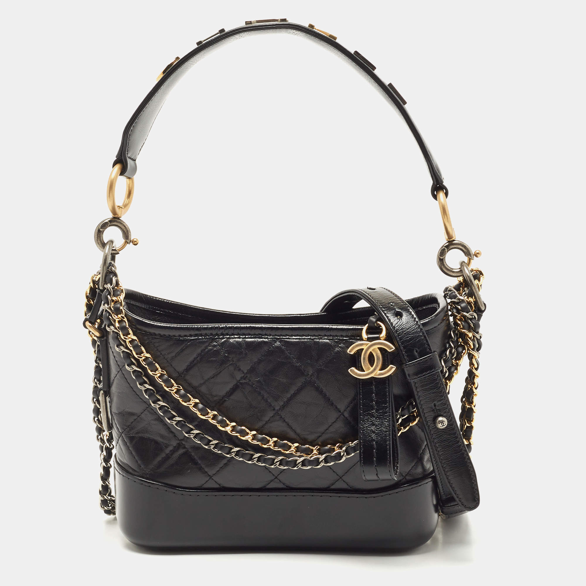 Chanel Black Quilted Aged Leather Small Gabrielle Hobo Chanel