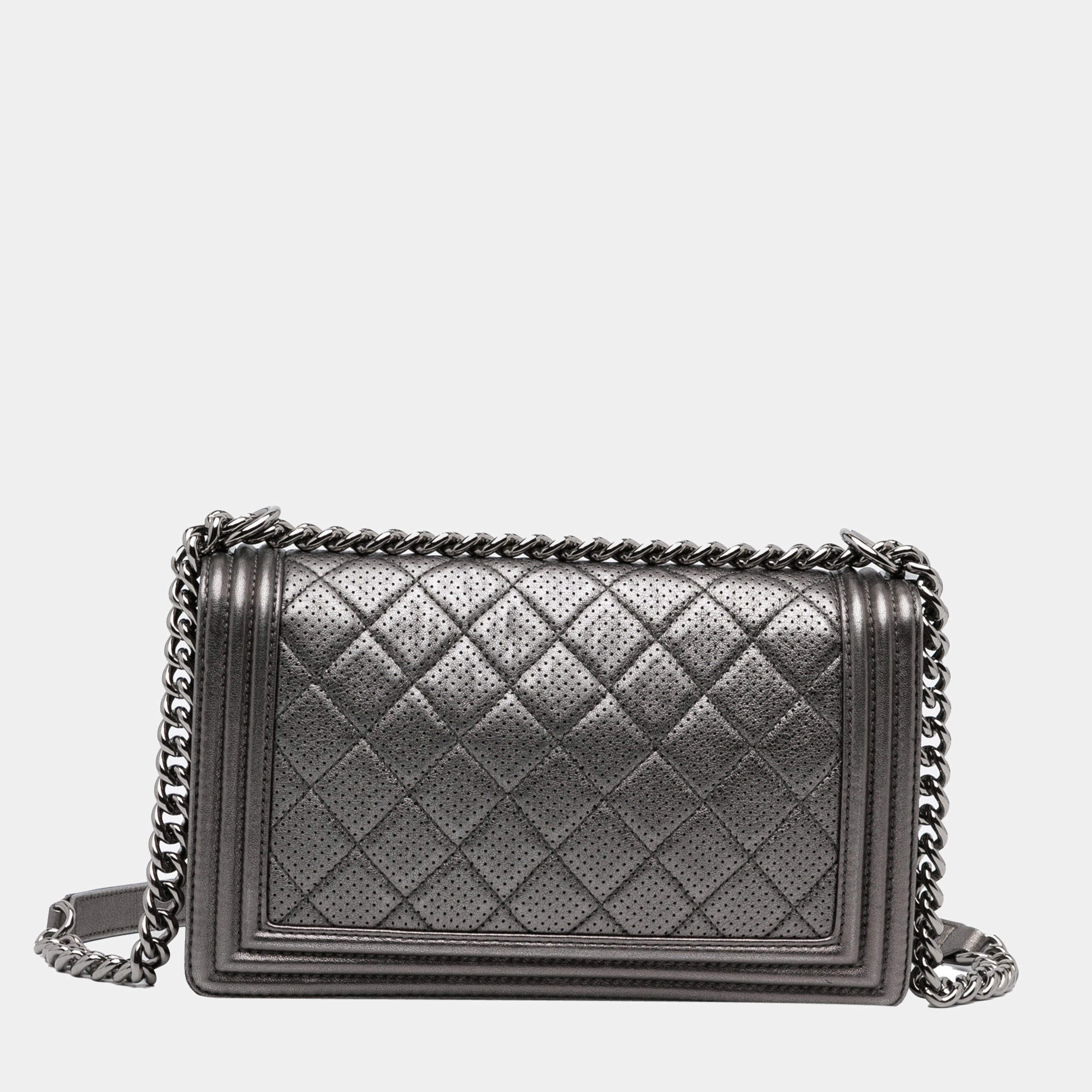 Chanel Mini Boy Bag in White Leather with Silver Hardware  UFO No More