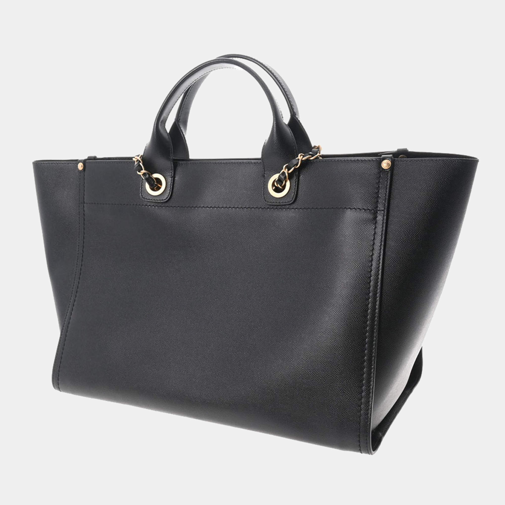 Chanel Black Medium Studded Deauville Shopping Bag